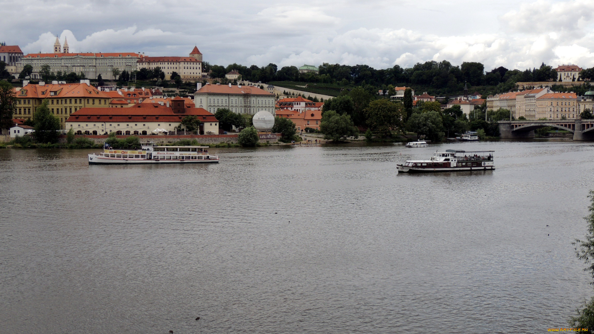 города, прага, , Чехия, река, прогулочные, влтава, корабли