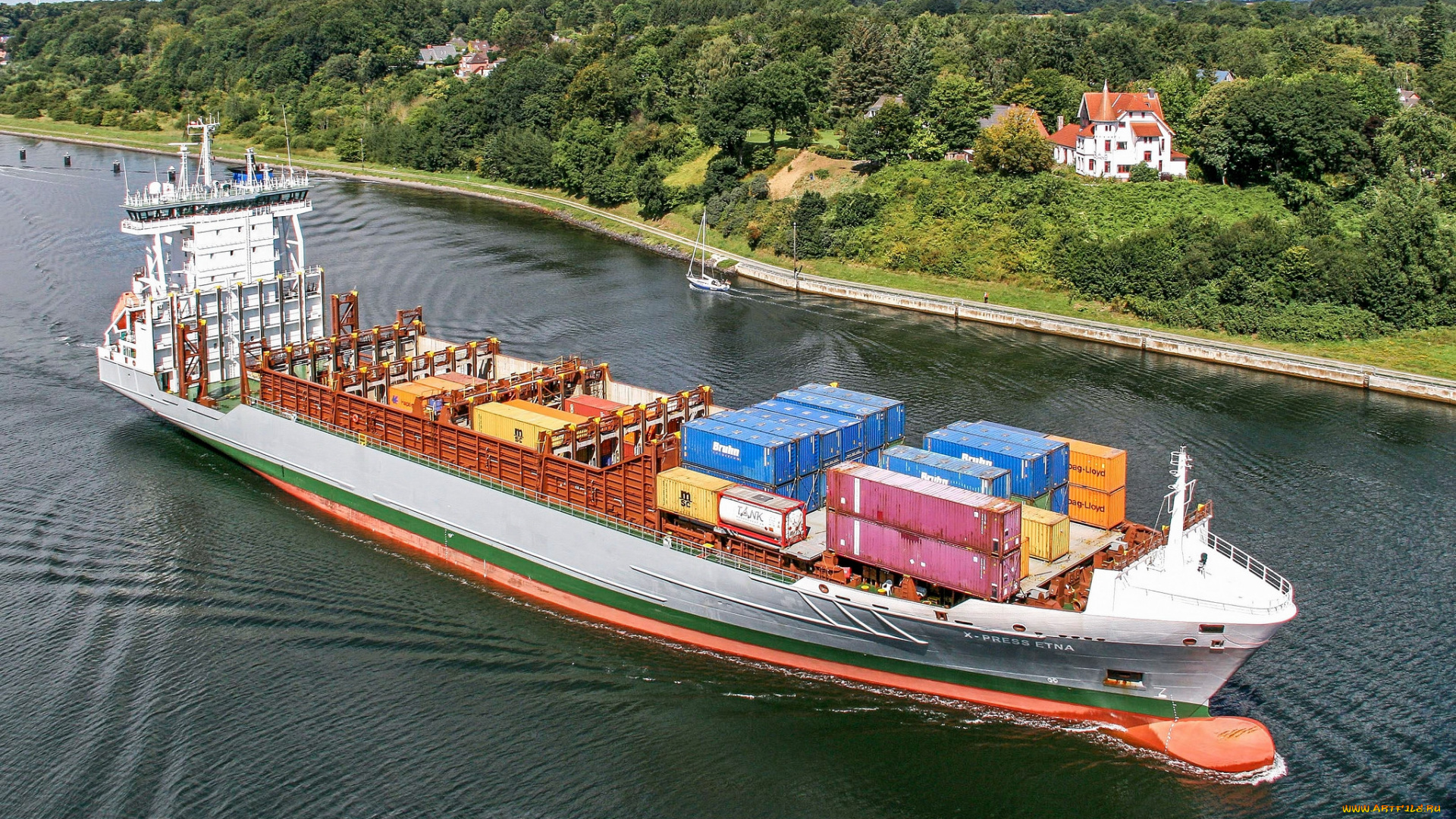 корабли, грузовые, суда, контейнеровоз