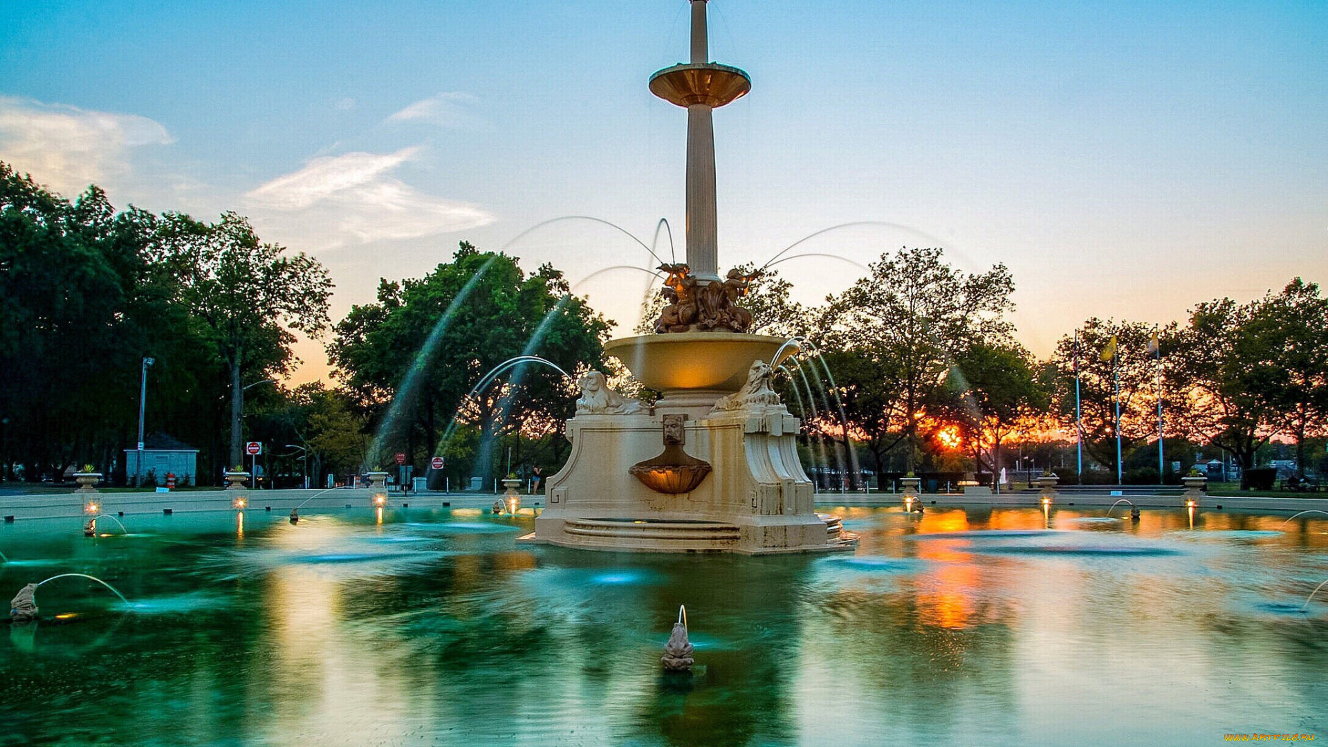 lincoln, park, fountain, , jersey, city, new, jersey, города, -, фонтаны, парк, фонтан