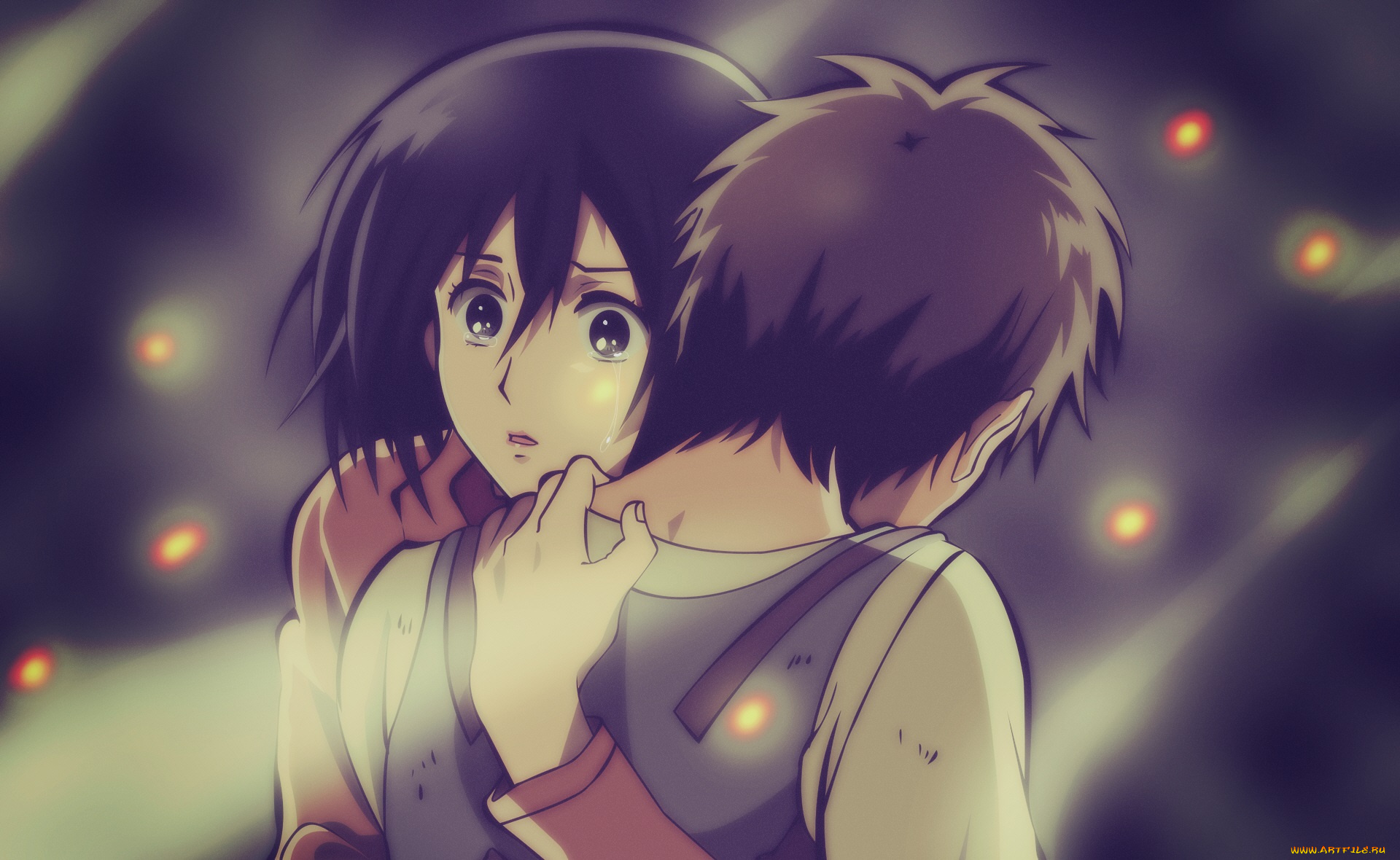 аниме, shingeki, no, kyojin, эрен, микаса