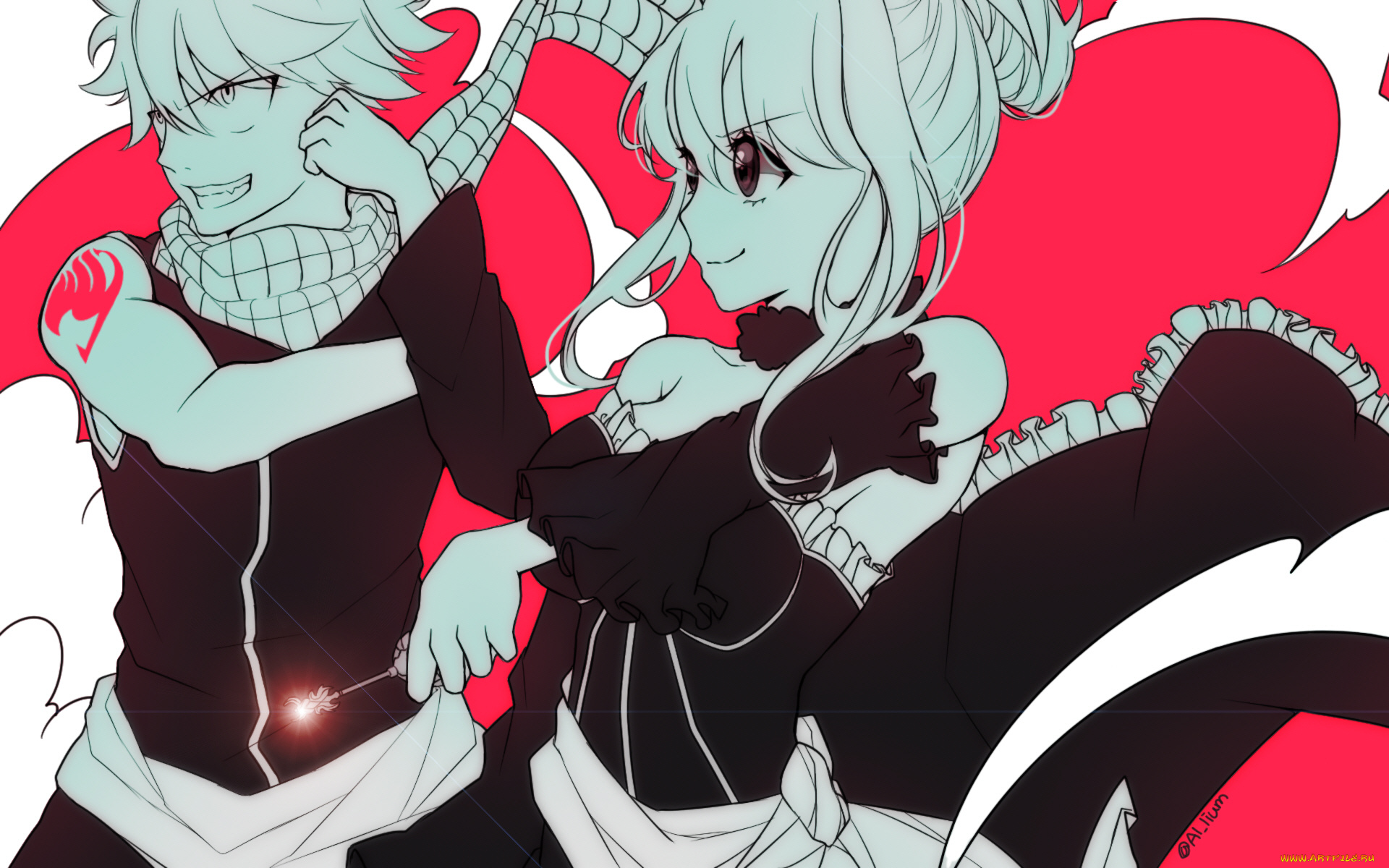 аниме, fairy, tail, люси, нацу