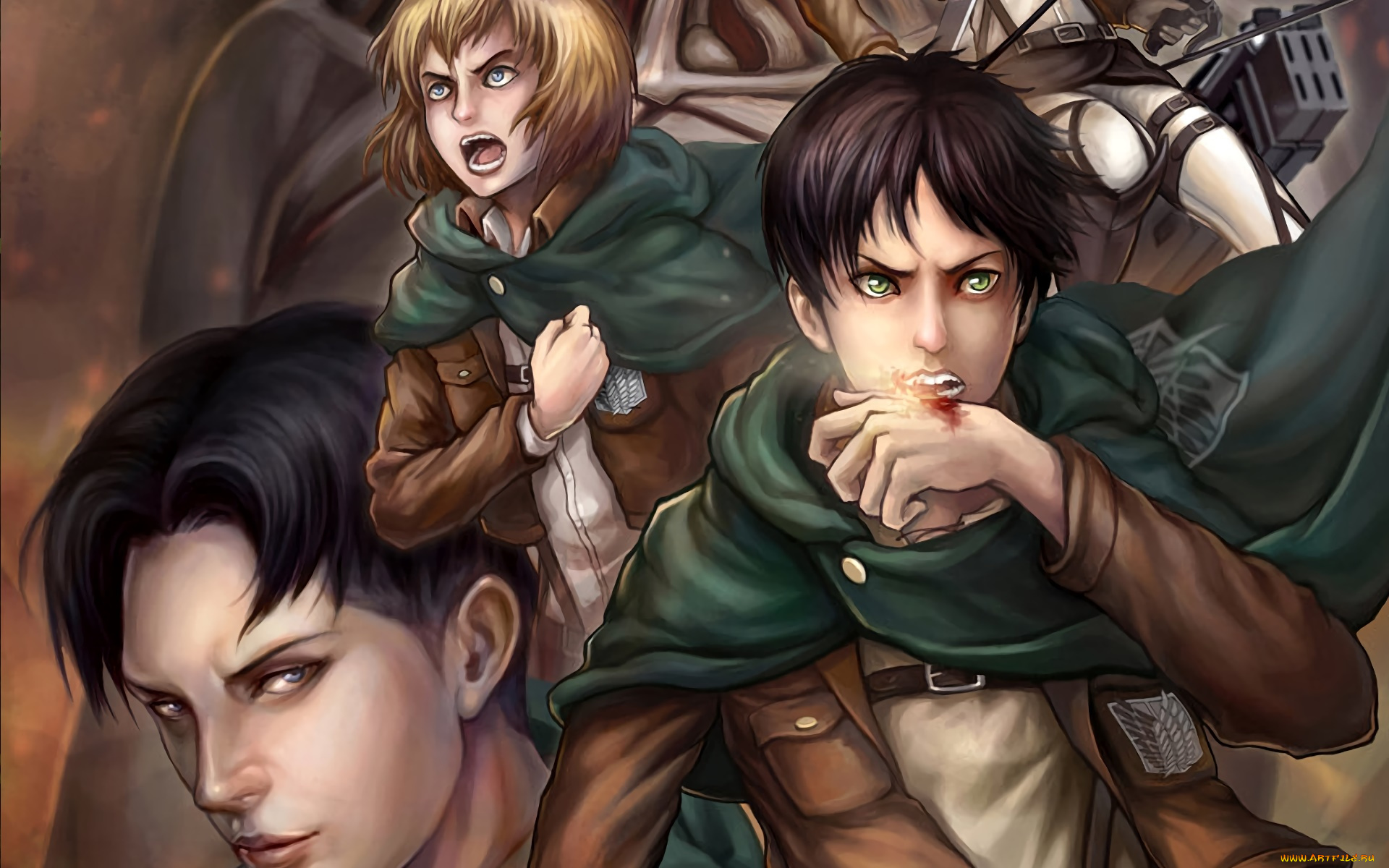 аниме, shingeki, no, kyojin, персонажи