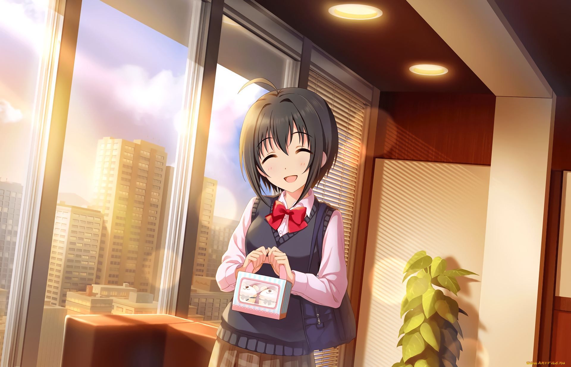 аниме, idolm@ster, девушка, фон, взгляд