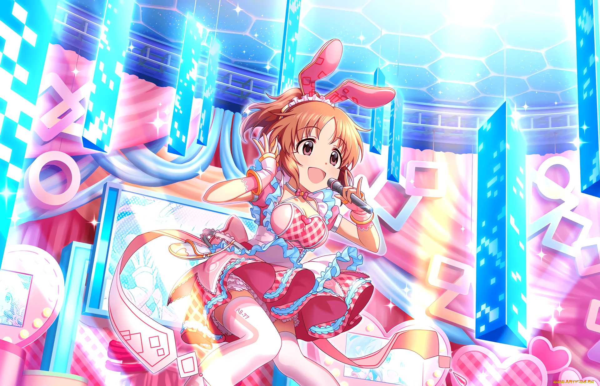 аниме, idolm@ster, девушка, фон, взгляд