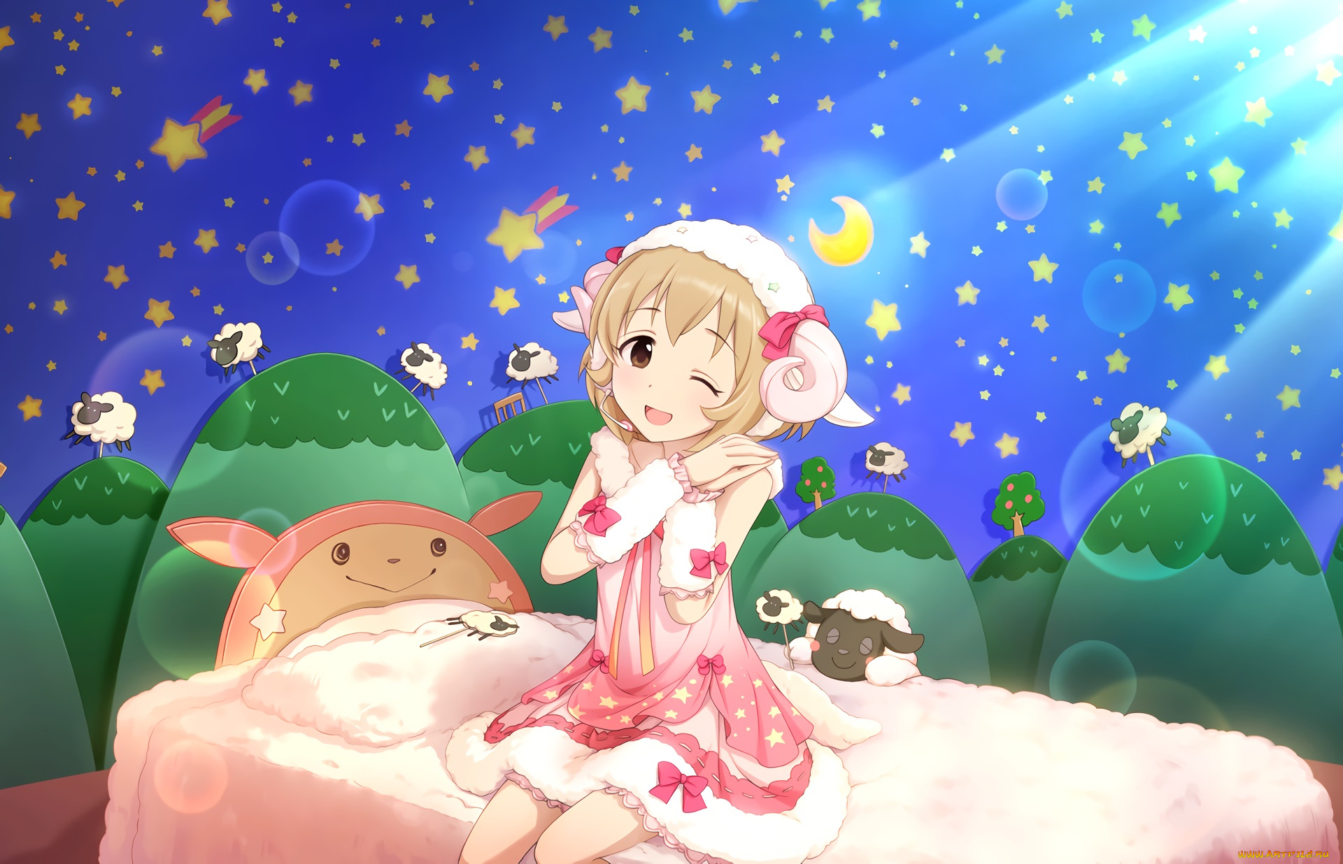 аниме, idolm@ster, фон, взгляд, девушка