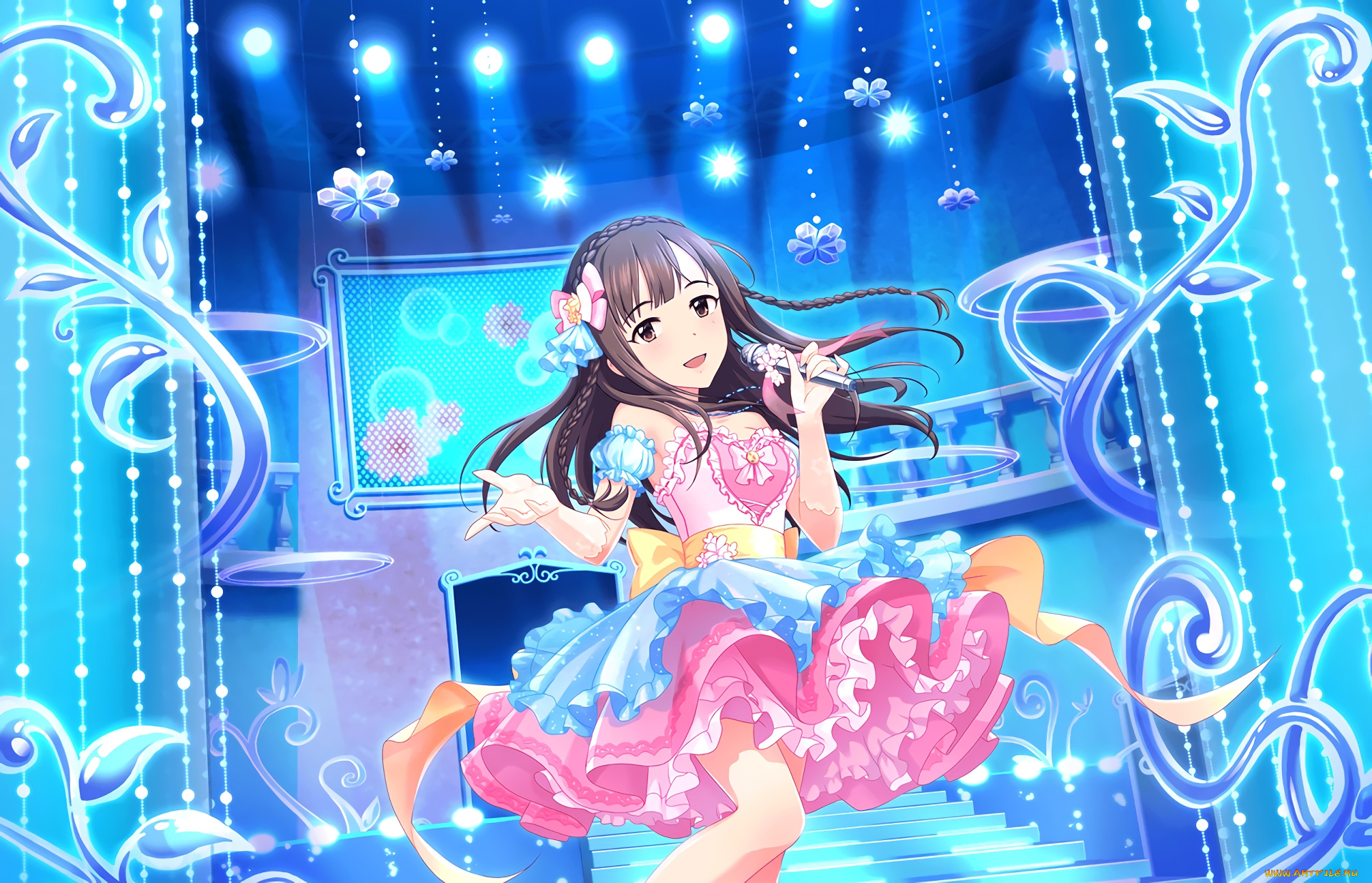 аниме, idolm@ster, фон, взгляд, девушка