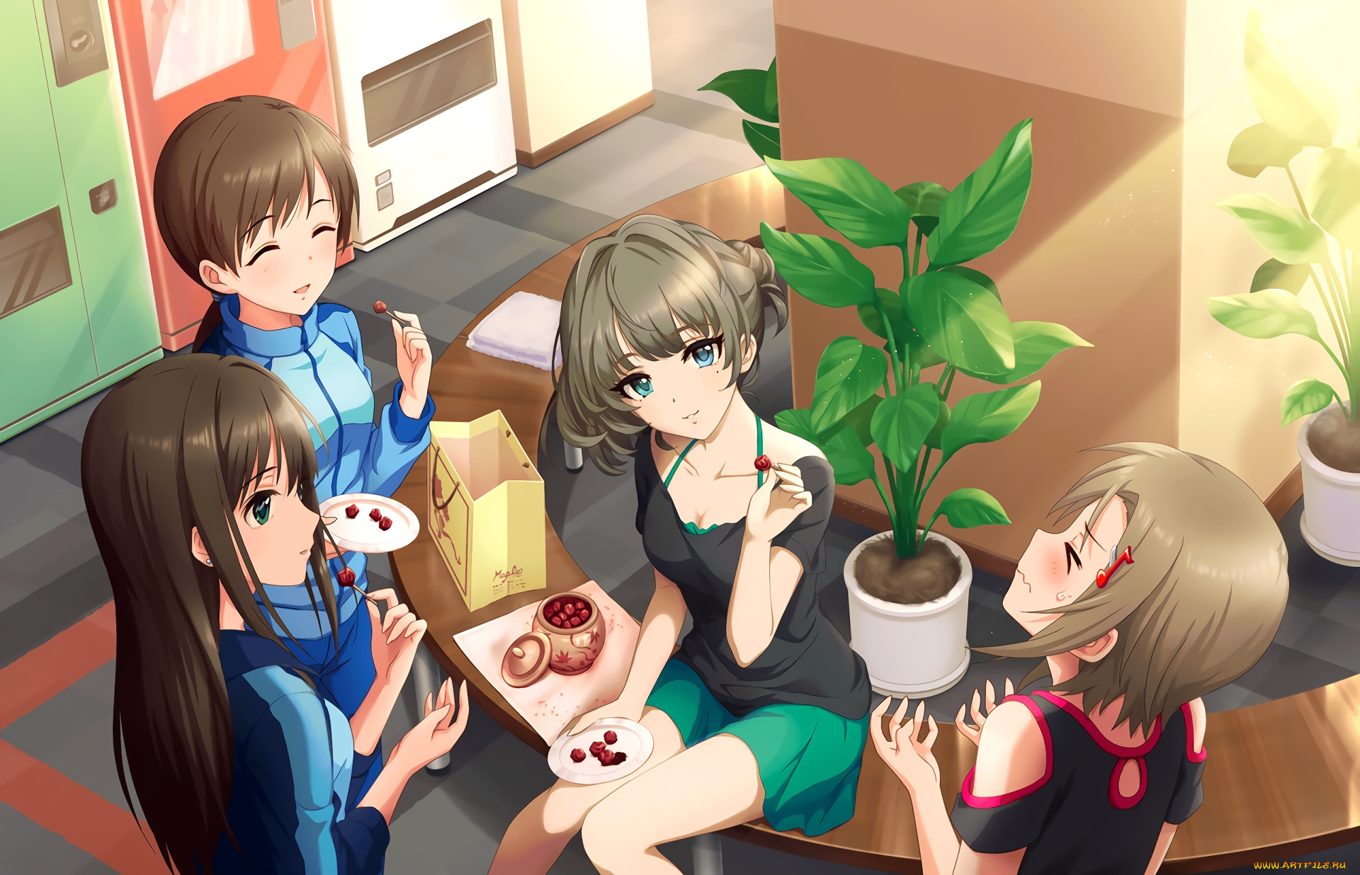 аниме, idolm@ster, фон, взгляд, девушки