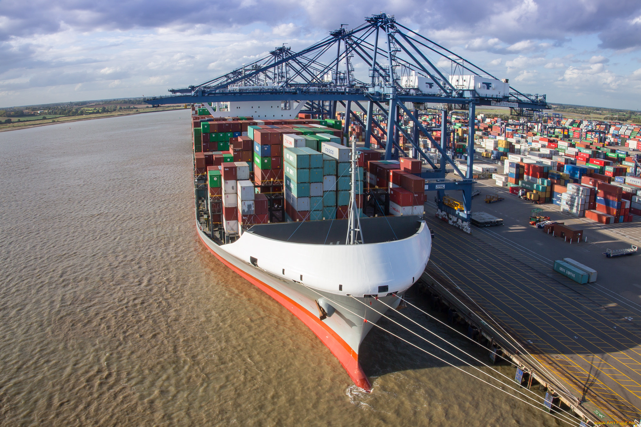 корабли, грузовые, суда, контейнеровоз