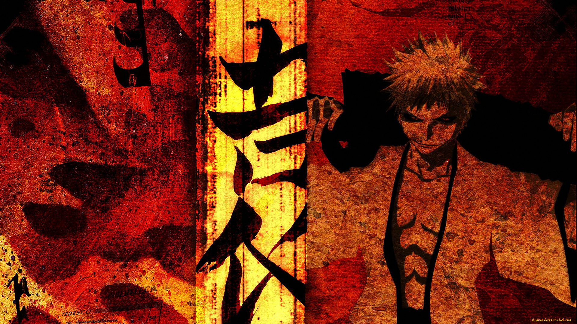 аниме, bleach, меч, оружие, hichigo, hollow, пустой