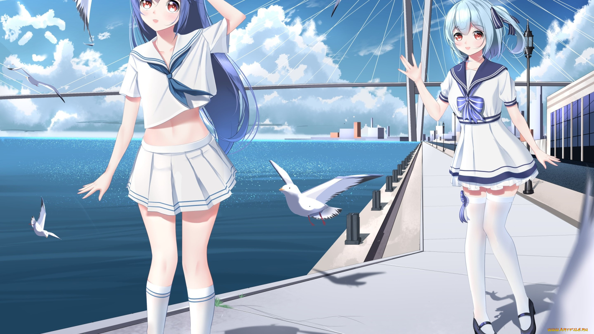 аниме, unknown, , другое, , девушки, взгляд, фон