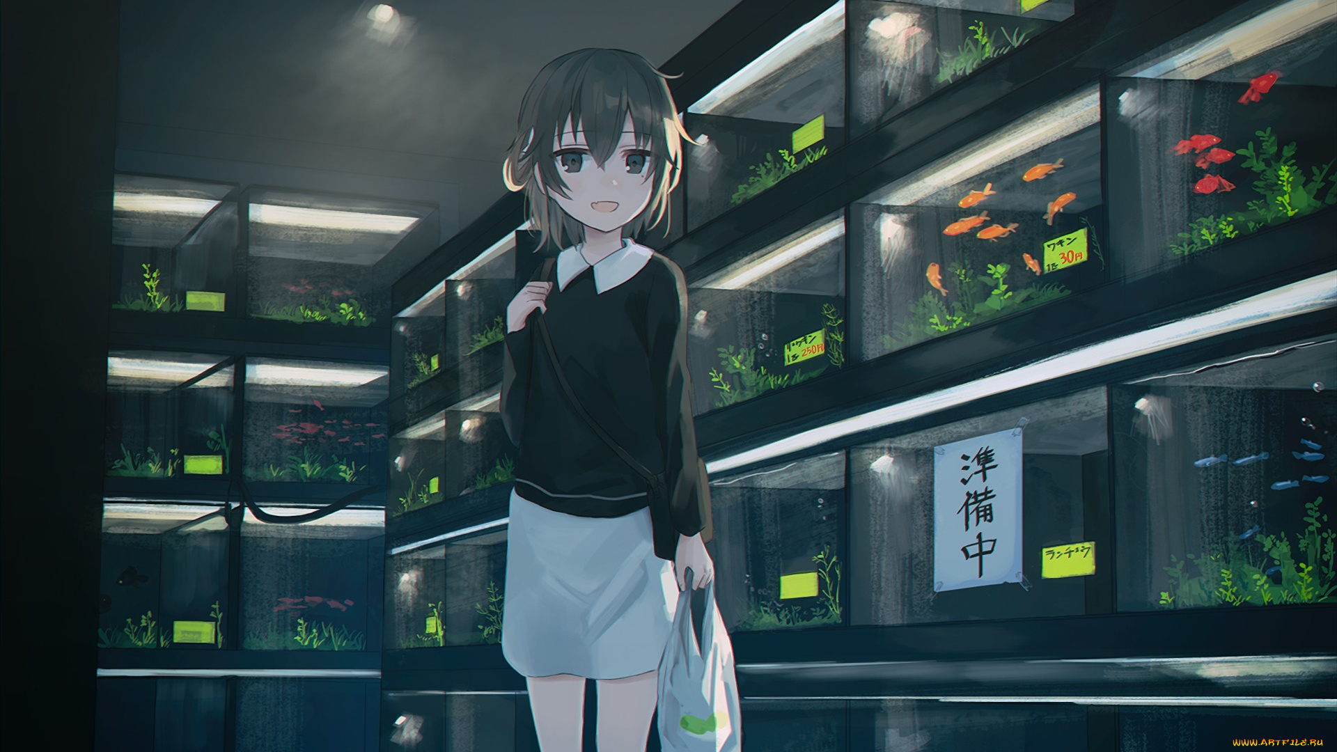 аниме, unknown, , другое, , взгляд, девушка, фон