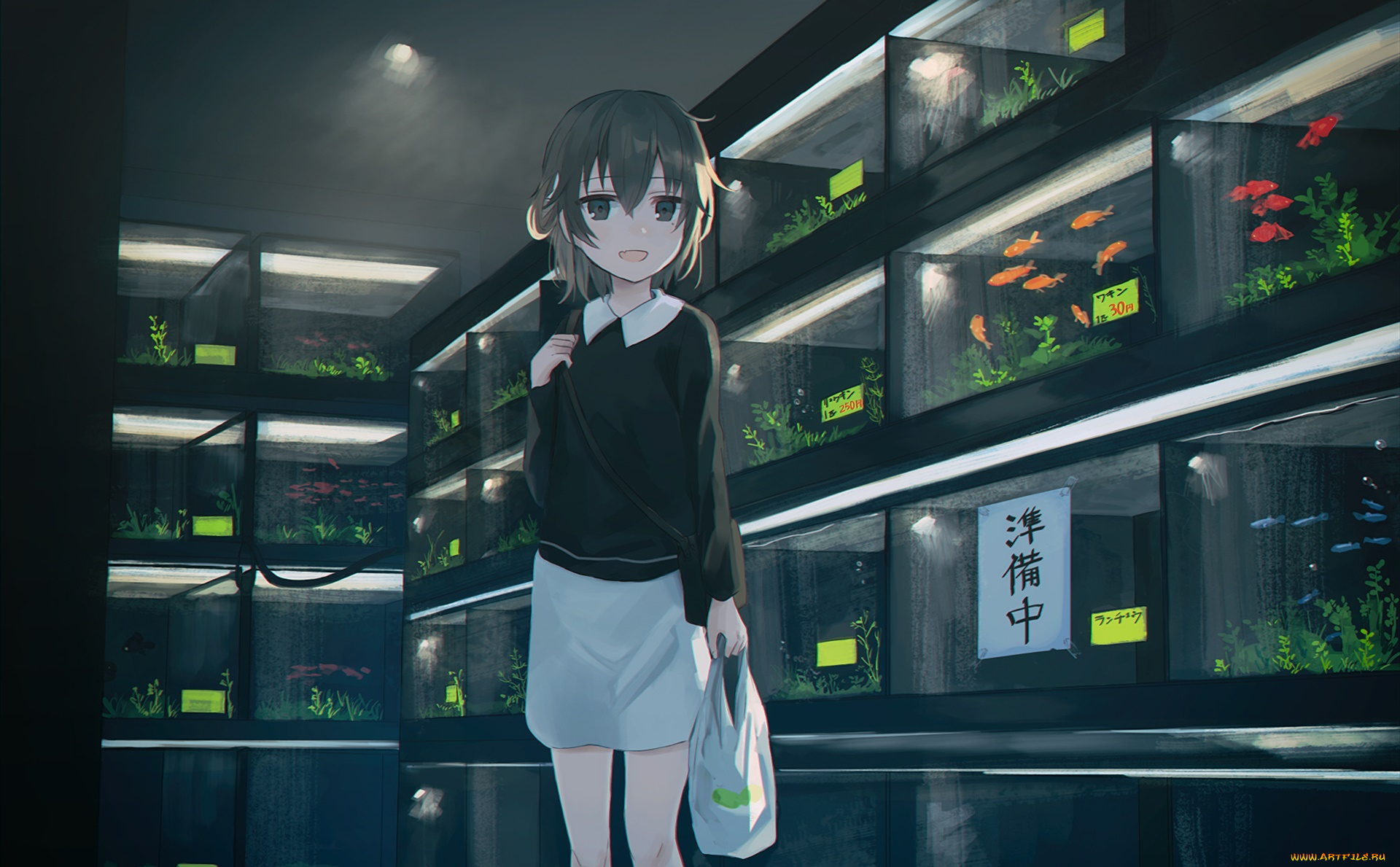 аниме, unknown, , другое, , взгляд, девушка, фон