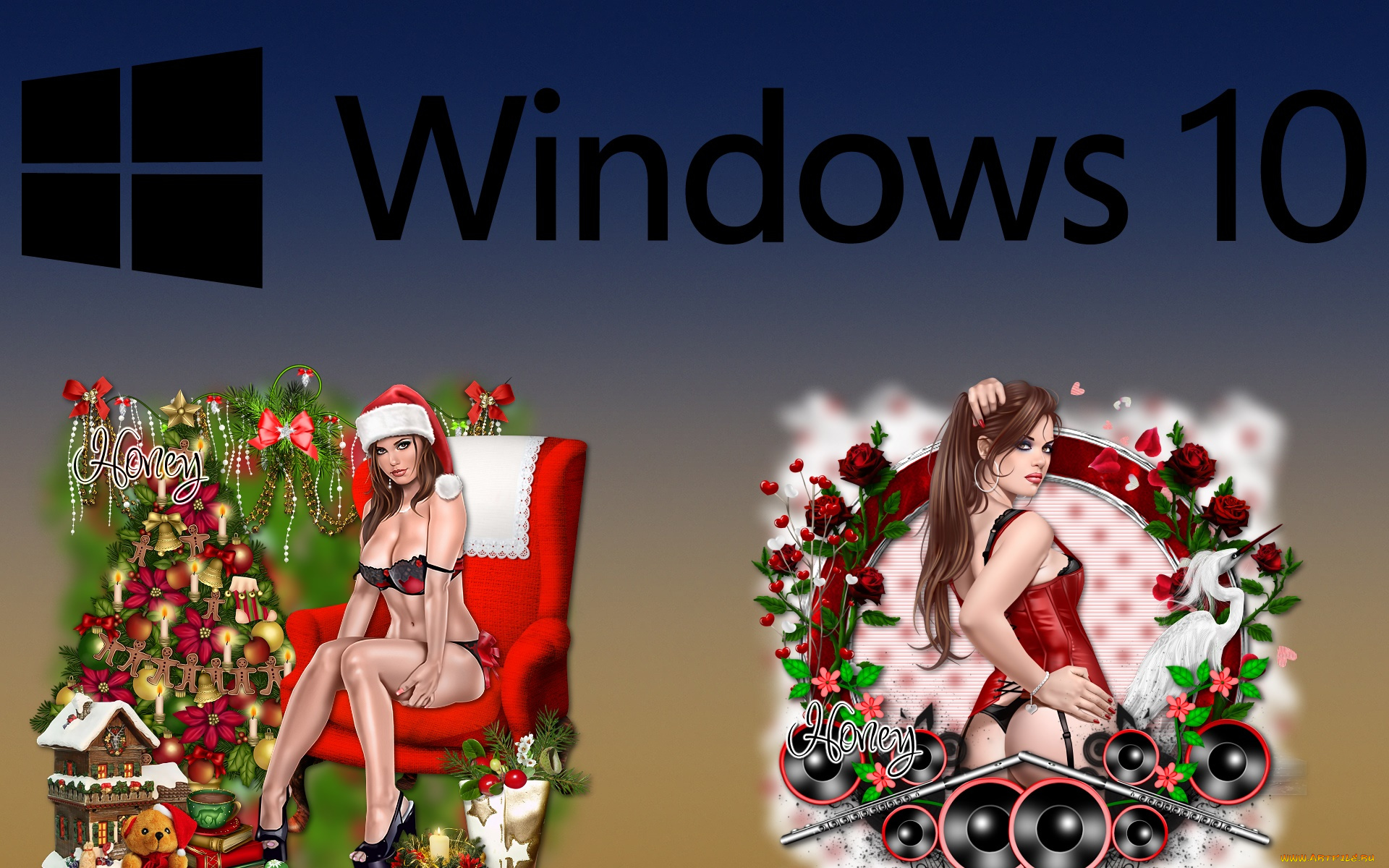 компьютеры, windows, , 10, логотип, фон, взгляд, девушки