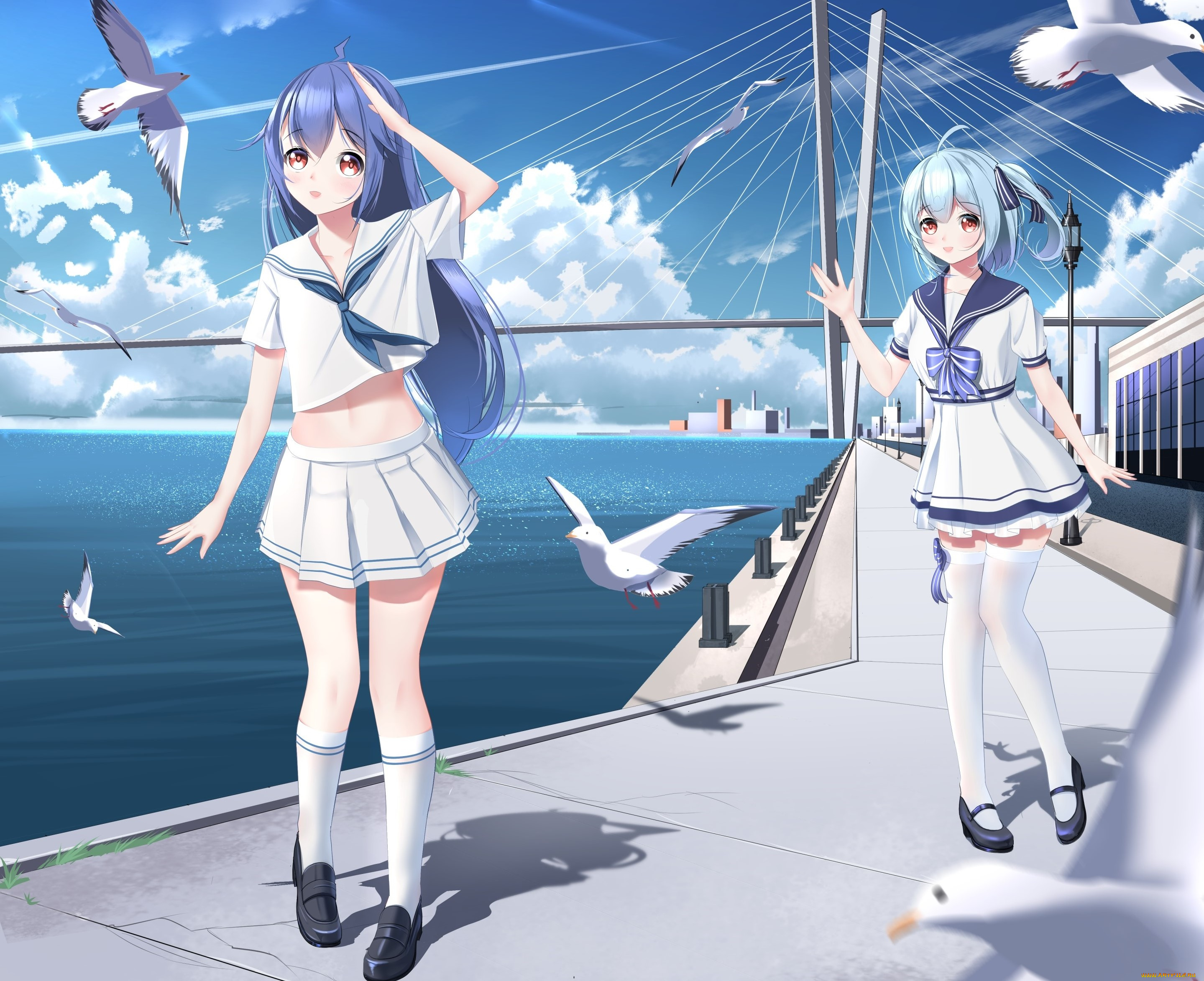 аниме, unknown, , другое, , девушки, взгляд, фон