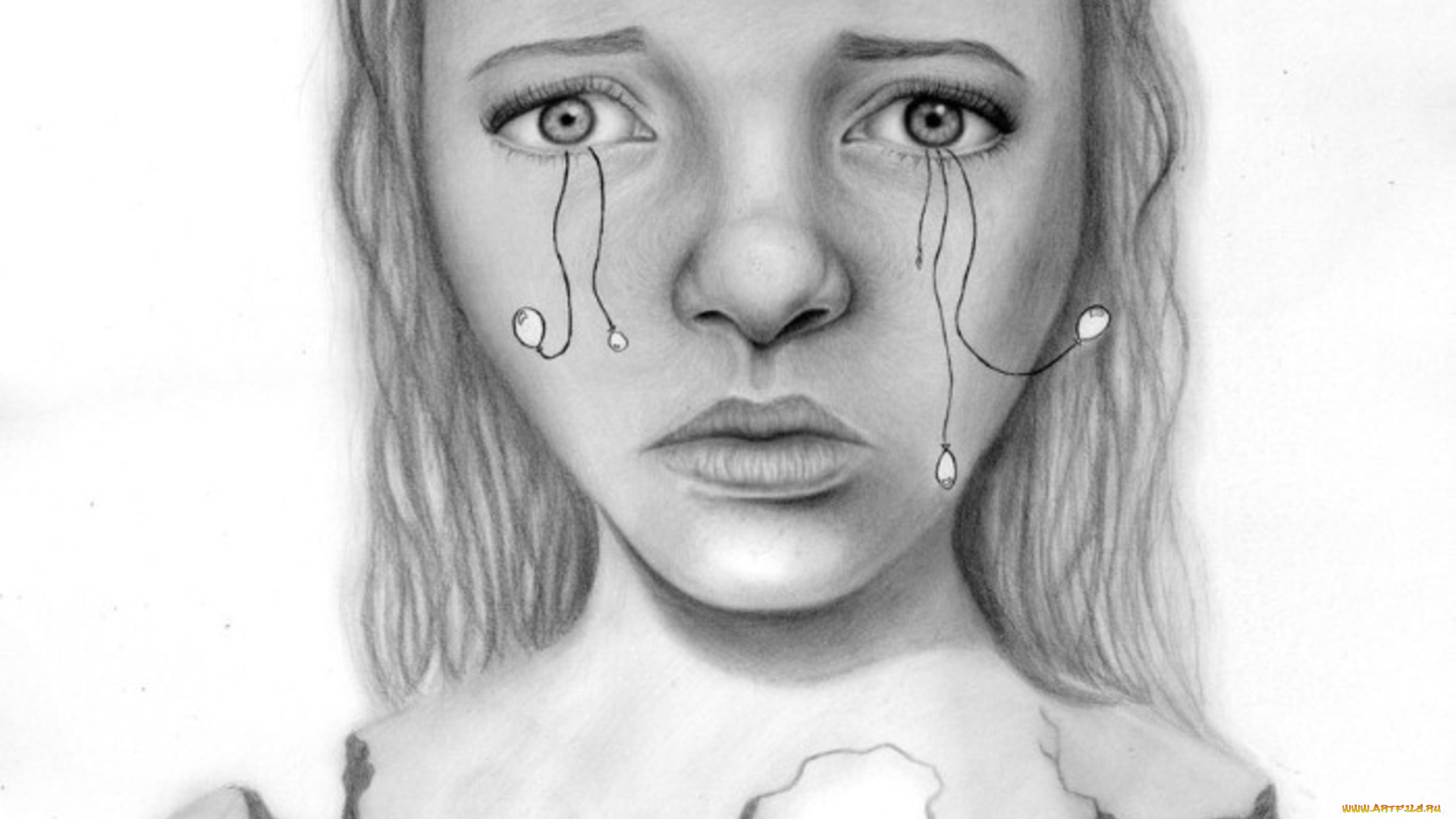 рисованное, люди, девушка, лицо, слезы