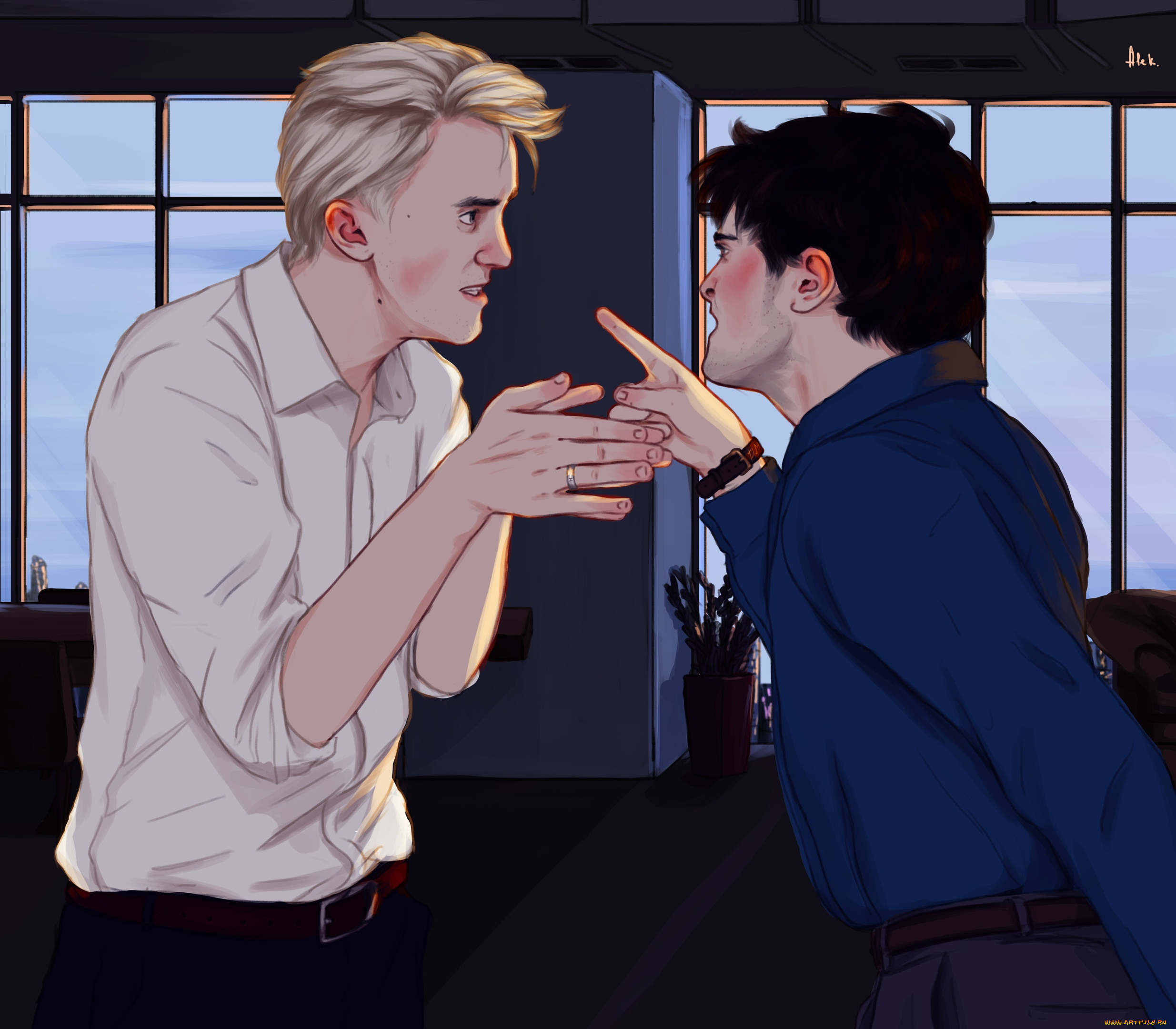 рисованное, кино, , мультфильмы, драко, малфой, гарри, поттер, ссора, спор