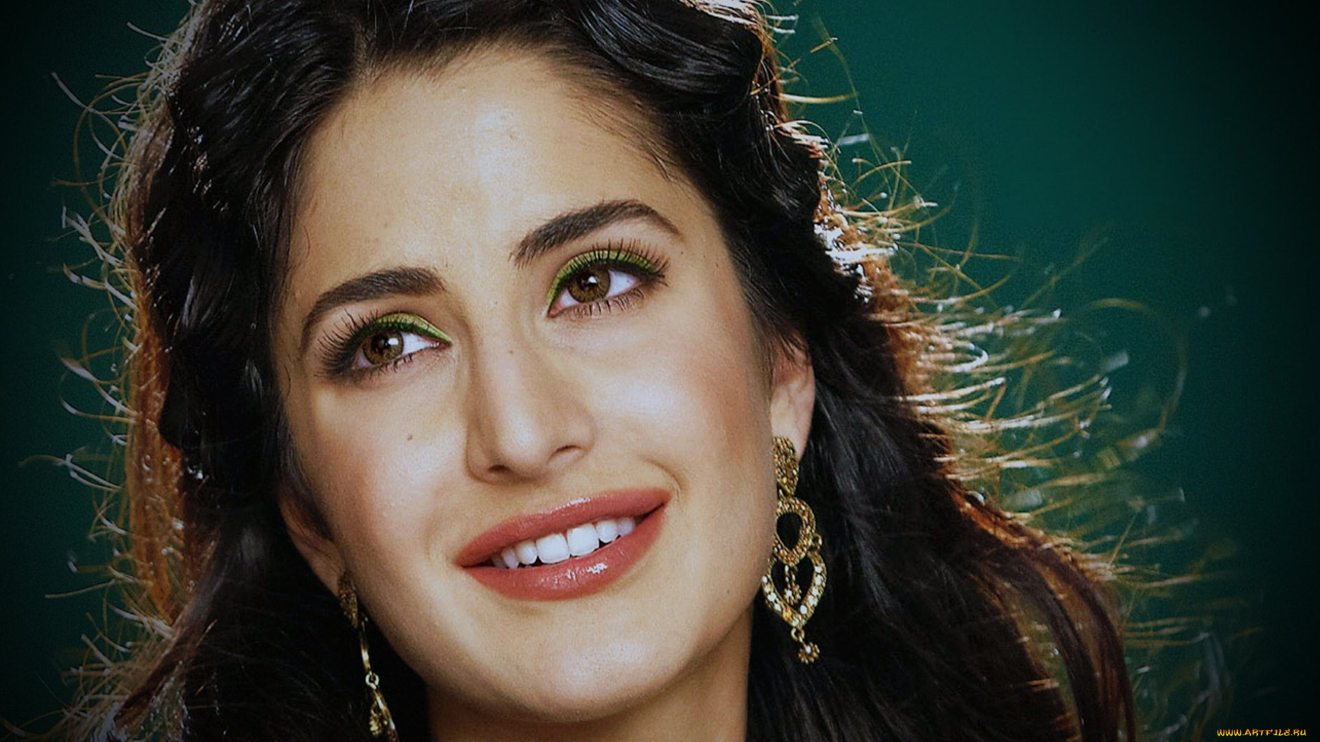 девушки, katrina, kaif, лицо, улыбка, серьги