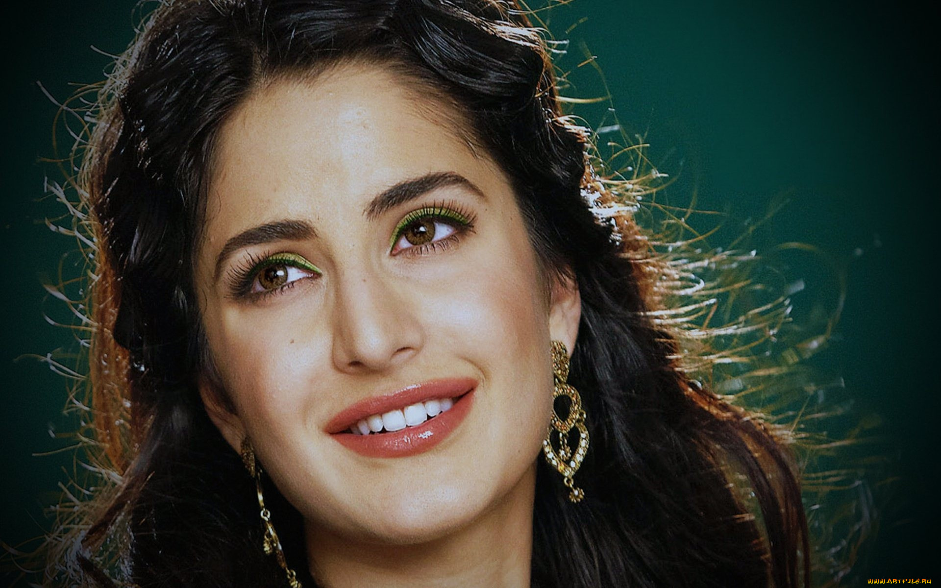 девушки, katrina, kaif, лицо, улыбка, серьги