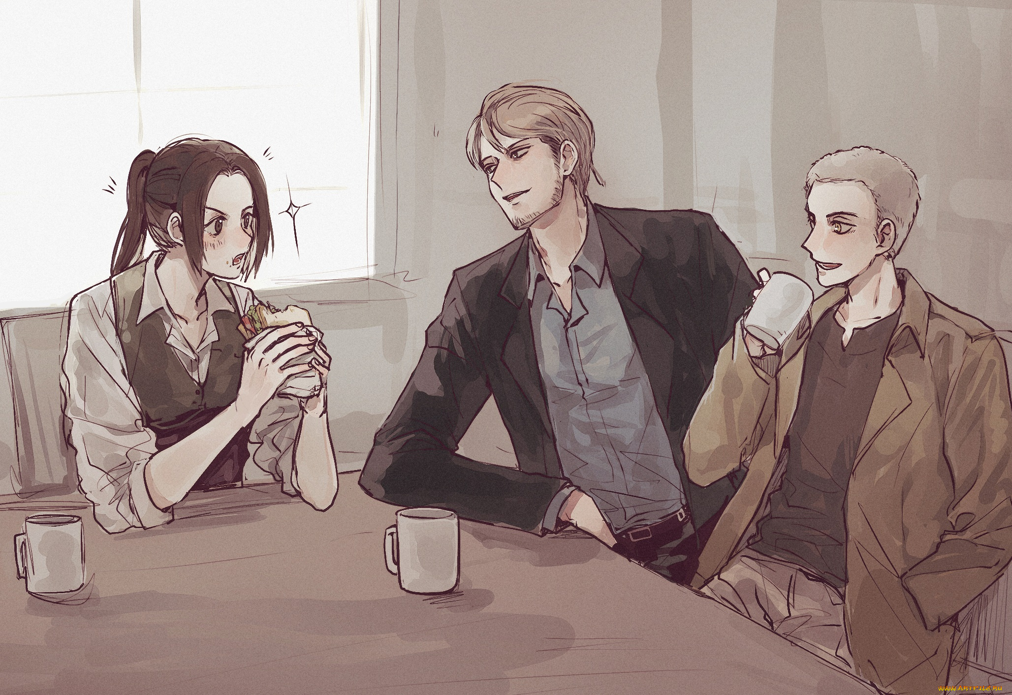 аниме, shingeki, no, kyojin, атака, титанов