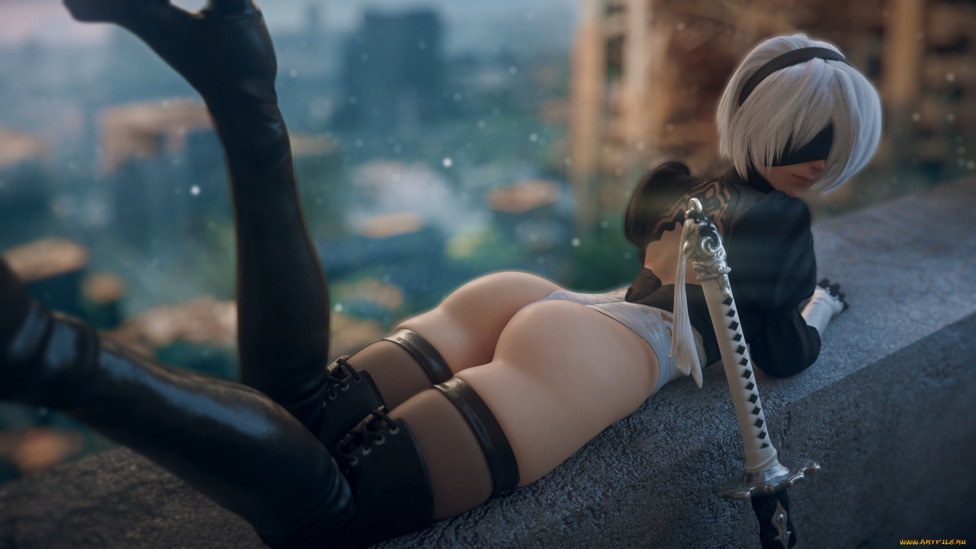 видео, игры, nier, , automata, девушка, automata, video, game, girls, 3d