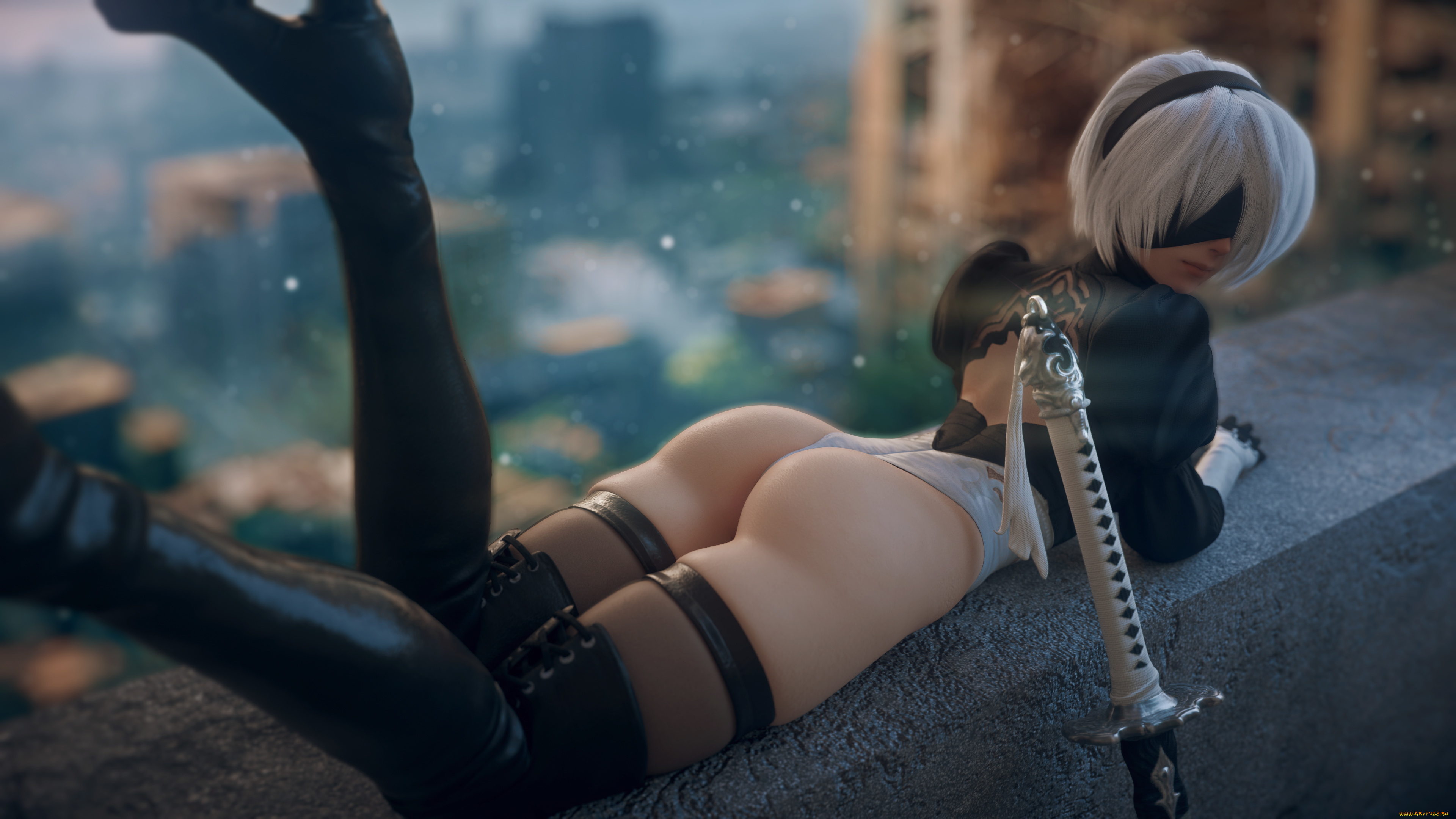 видео, игры, nier, , automata, девушка, automata, video, game, girls, 3d