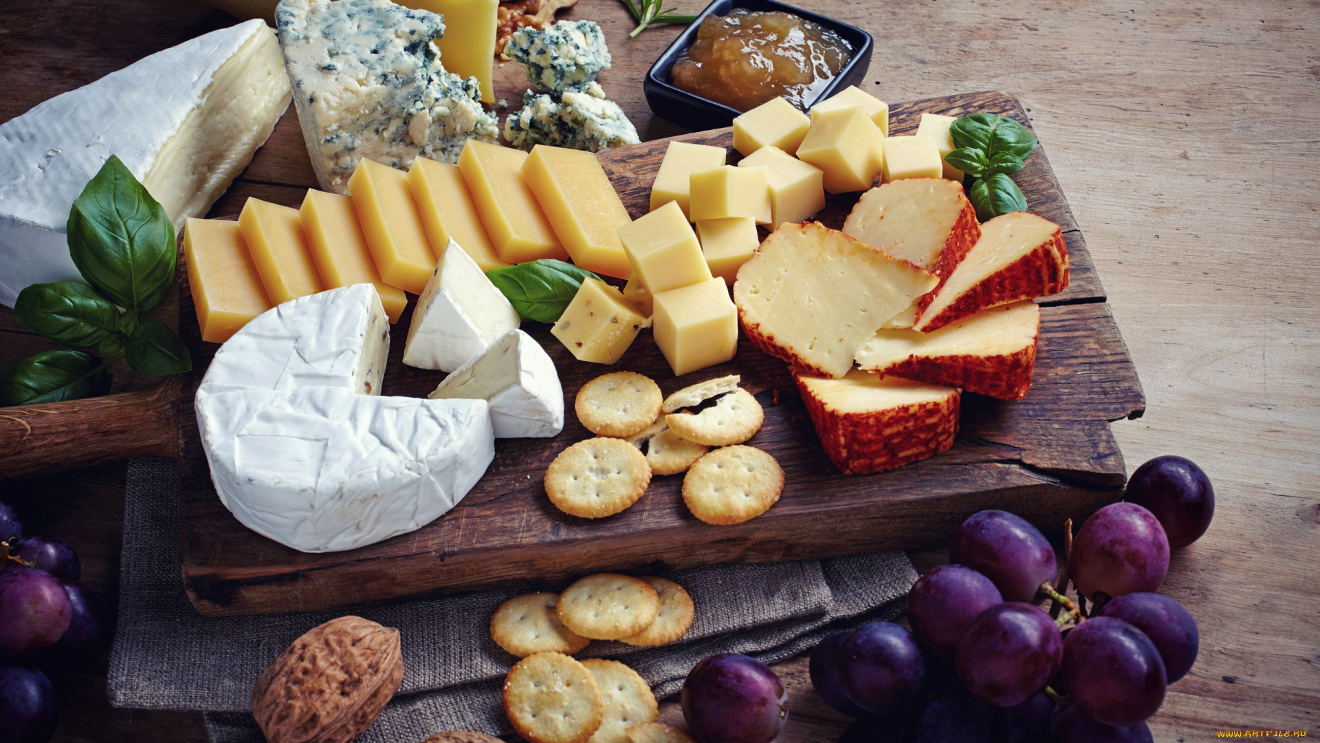 еда, сырные, изделия, виноград, сыр, ассорти, печенье, джем