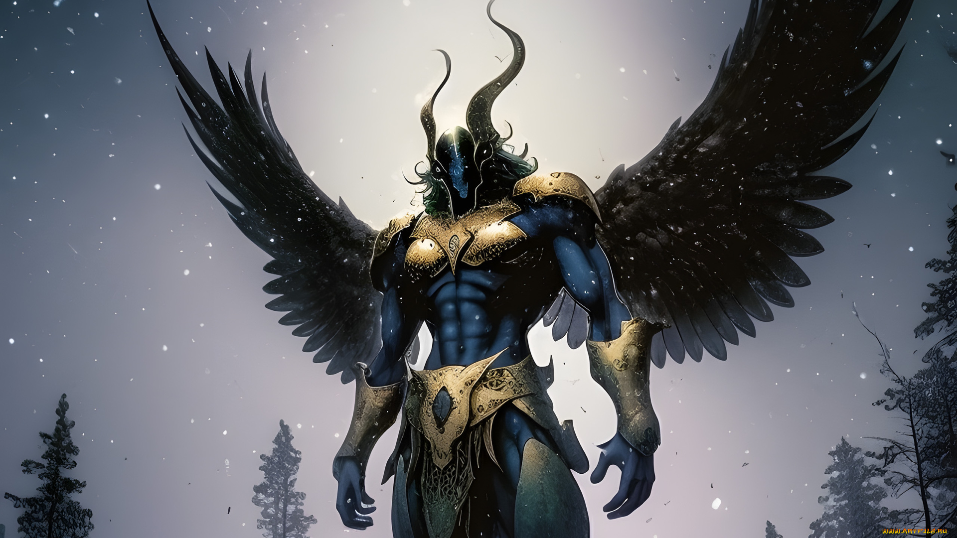 фэнтези, существа, существо, с, крыльями