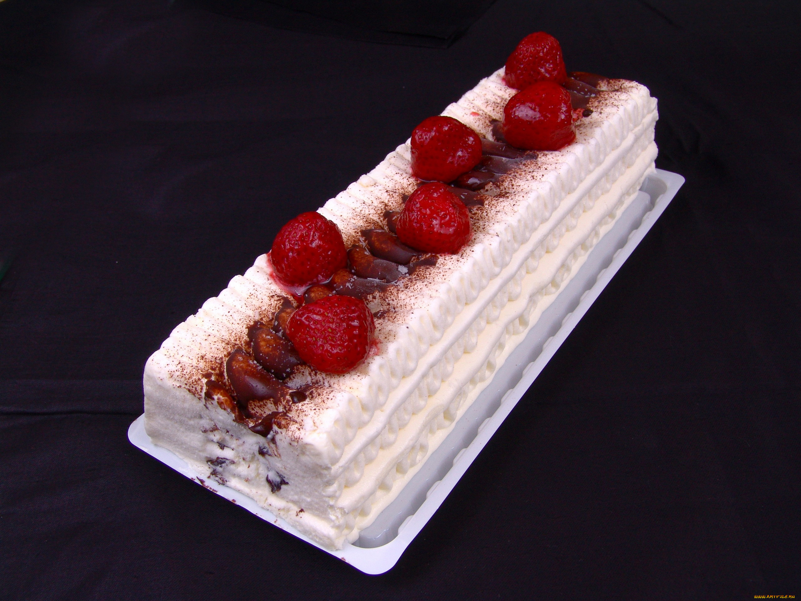 еда, торты, бисквитный, торт, клубника