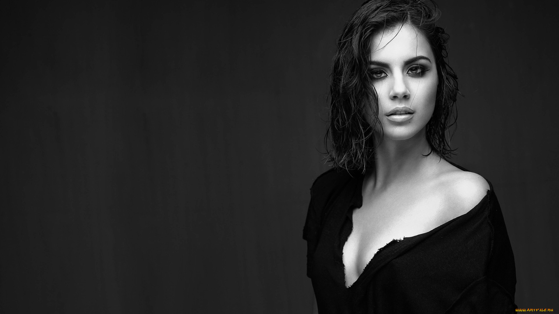 девушки, -, черно-белые, брюнетка, туника