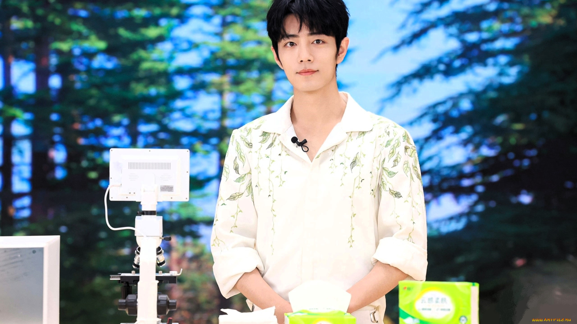 мужчины, xiao, zhan, актер, рубашка, упаковки, микроскоп