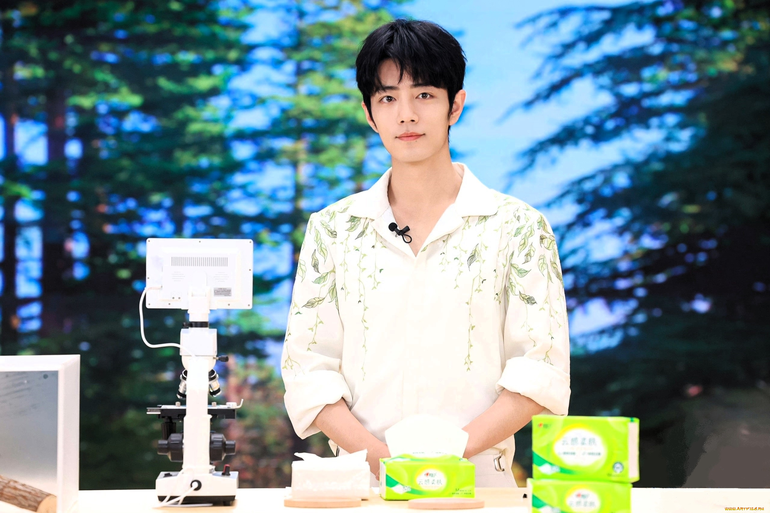 мужчины, xiao, zhan, актер, рубашка, упаковки, микроскоп