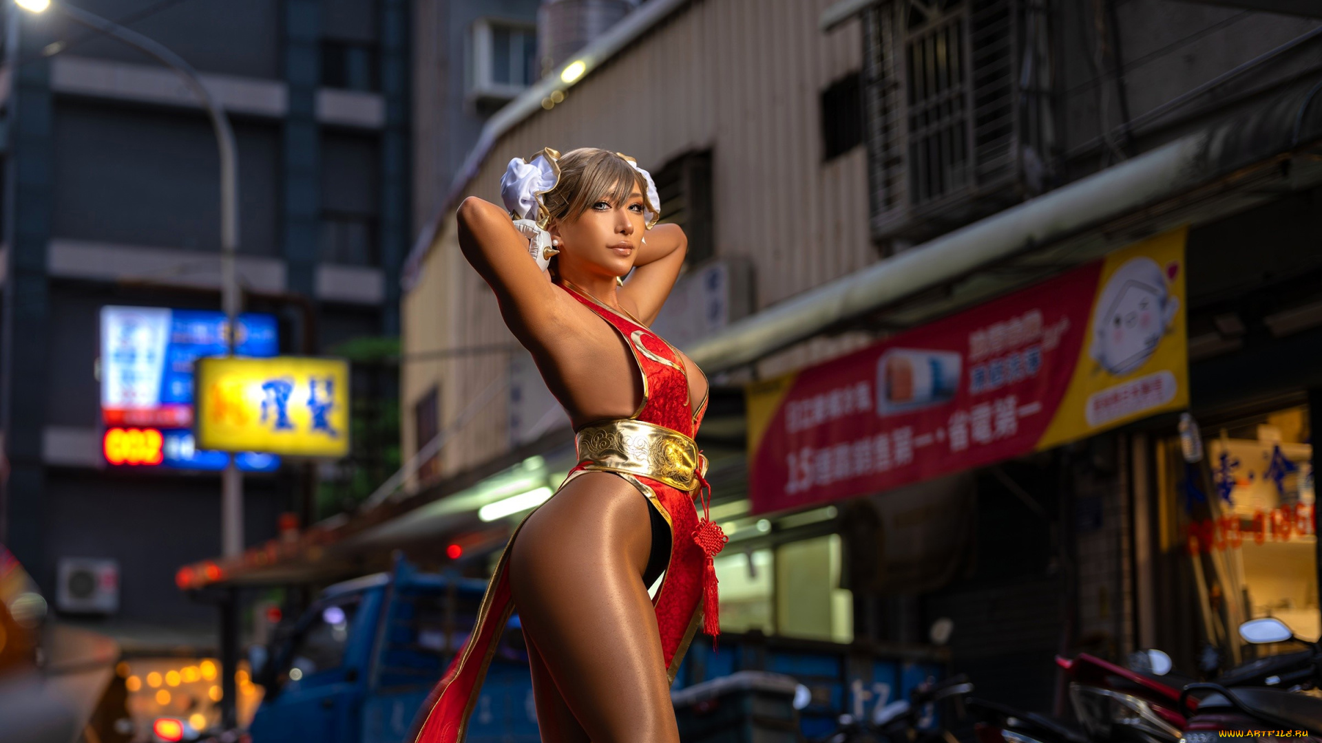 девушки, nonsummerjack, образ, косплей, наряд, город, транспорт, здания