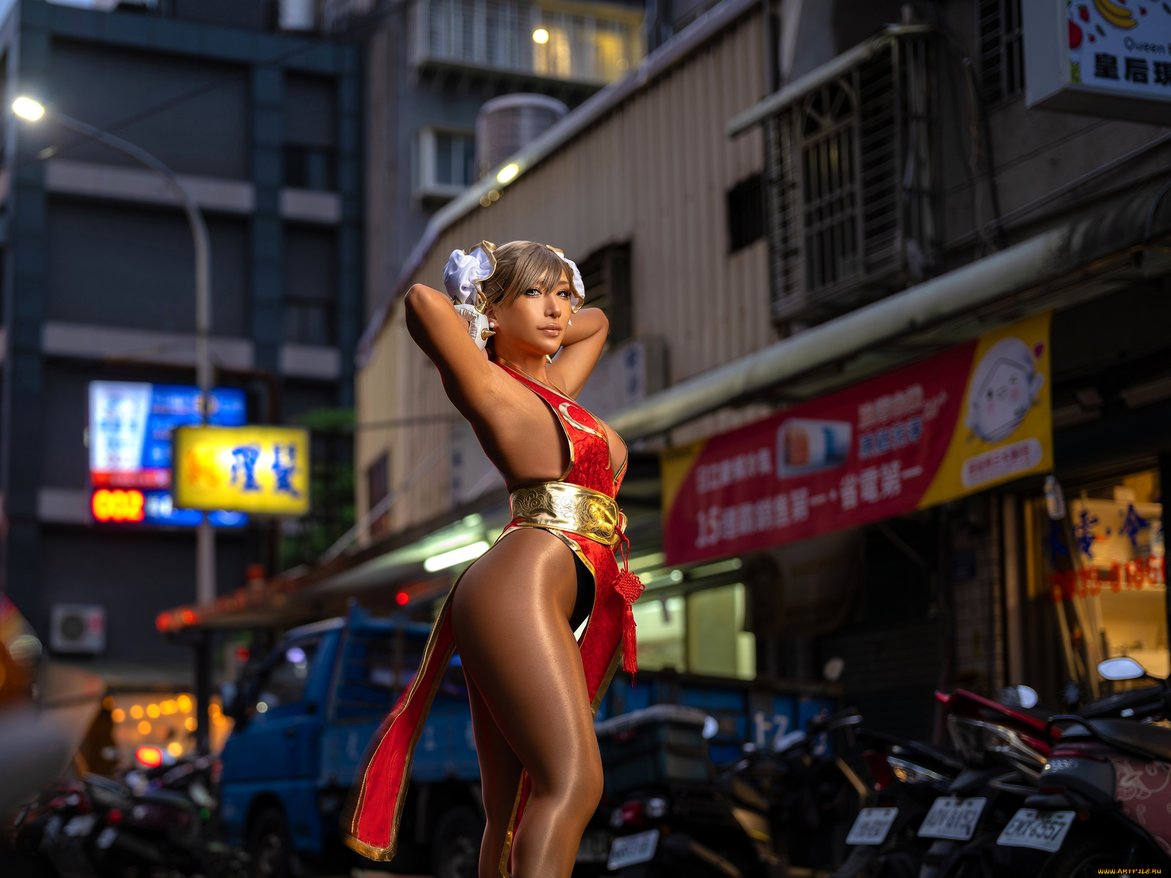 девушки, nonsummerjack, образ, косплей, наряд, город, транспорт, здания