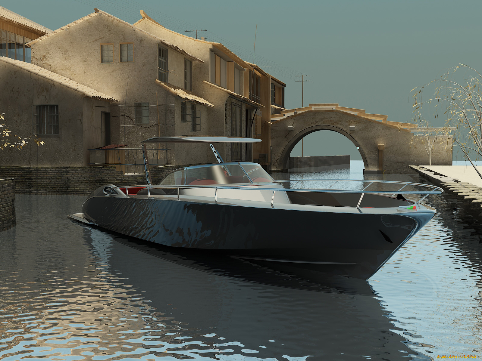 1963, chevrolet, corvette, open, boat, design, by, bo, zolland, корабли, 3d