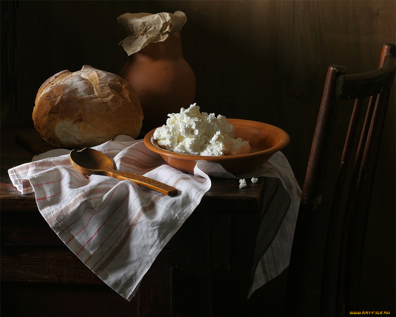 ира, быкова, творог, по, деревенски, еда, натюрморт