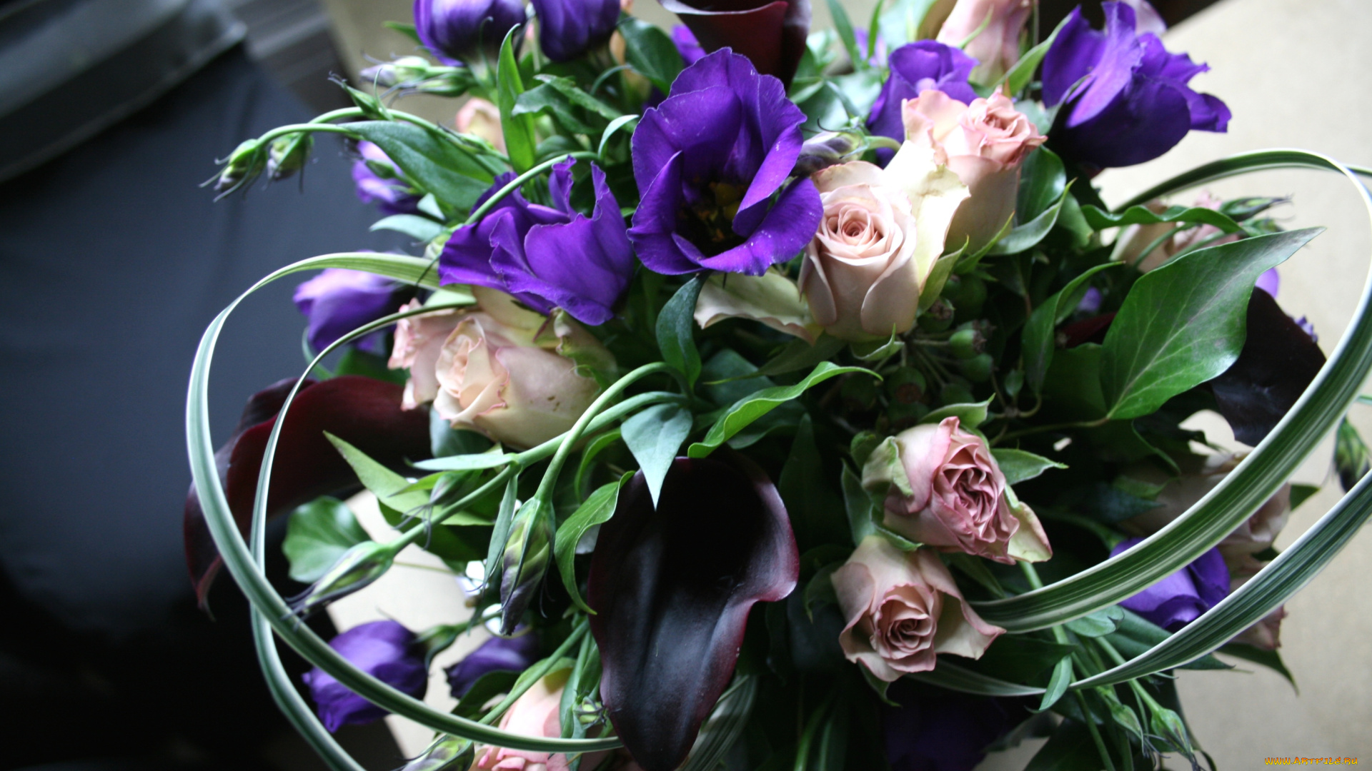 цветы, букеты, композиции, эустома, розы, каллы