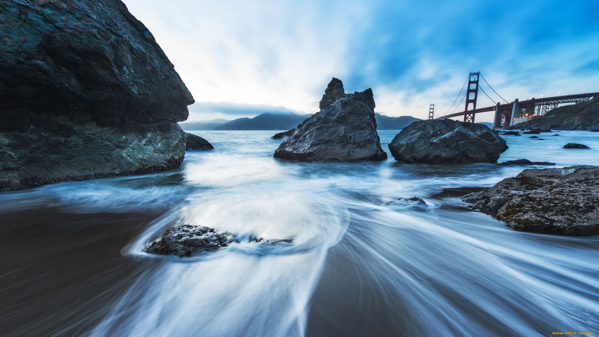 природа, побережье, golden, gate, bridge