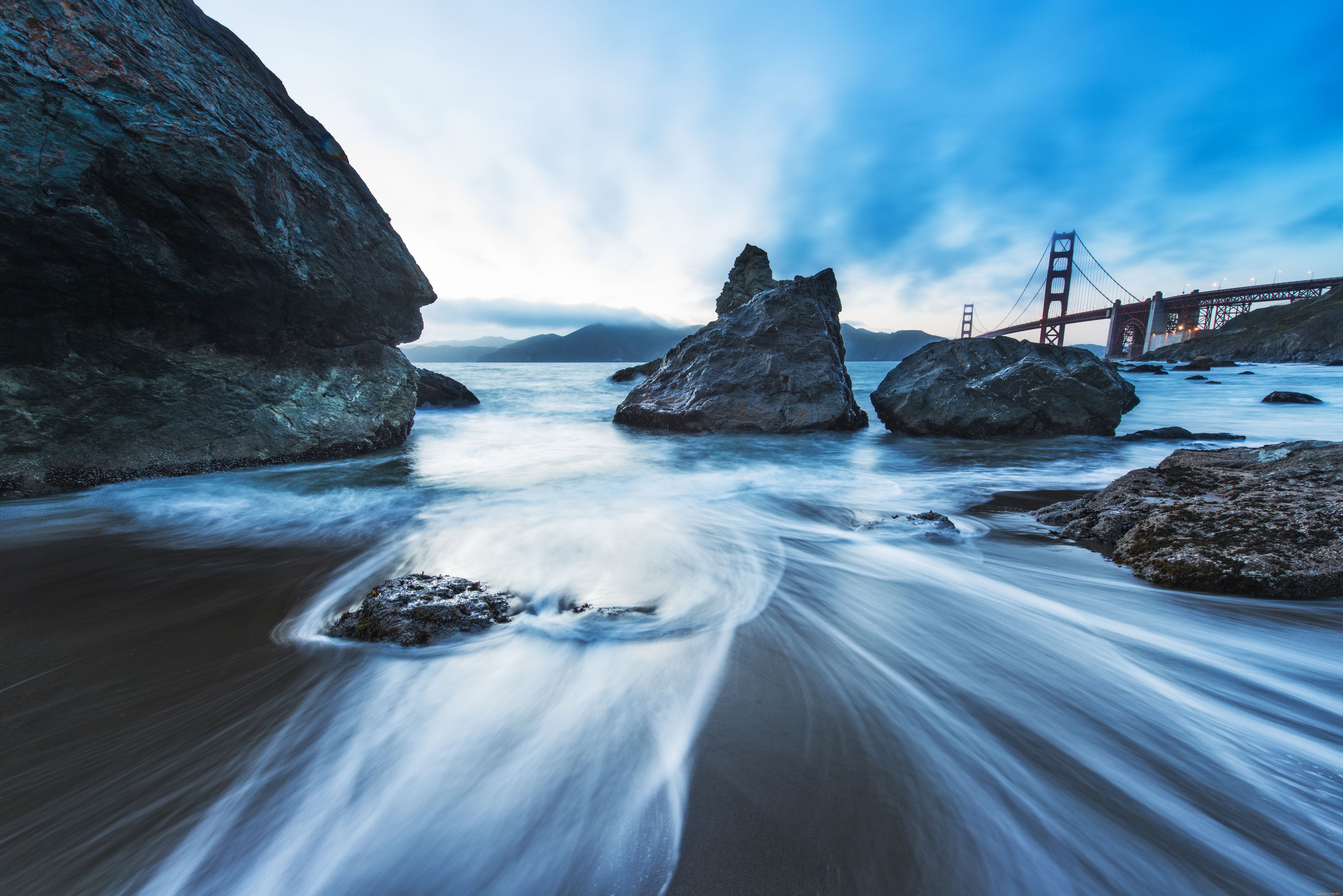 природа, побережье, golden, gate, bridge