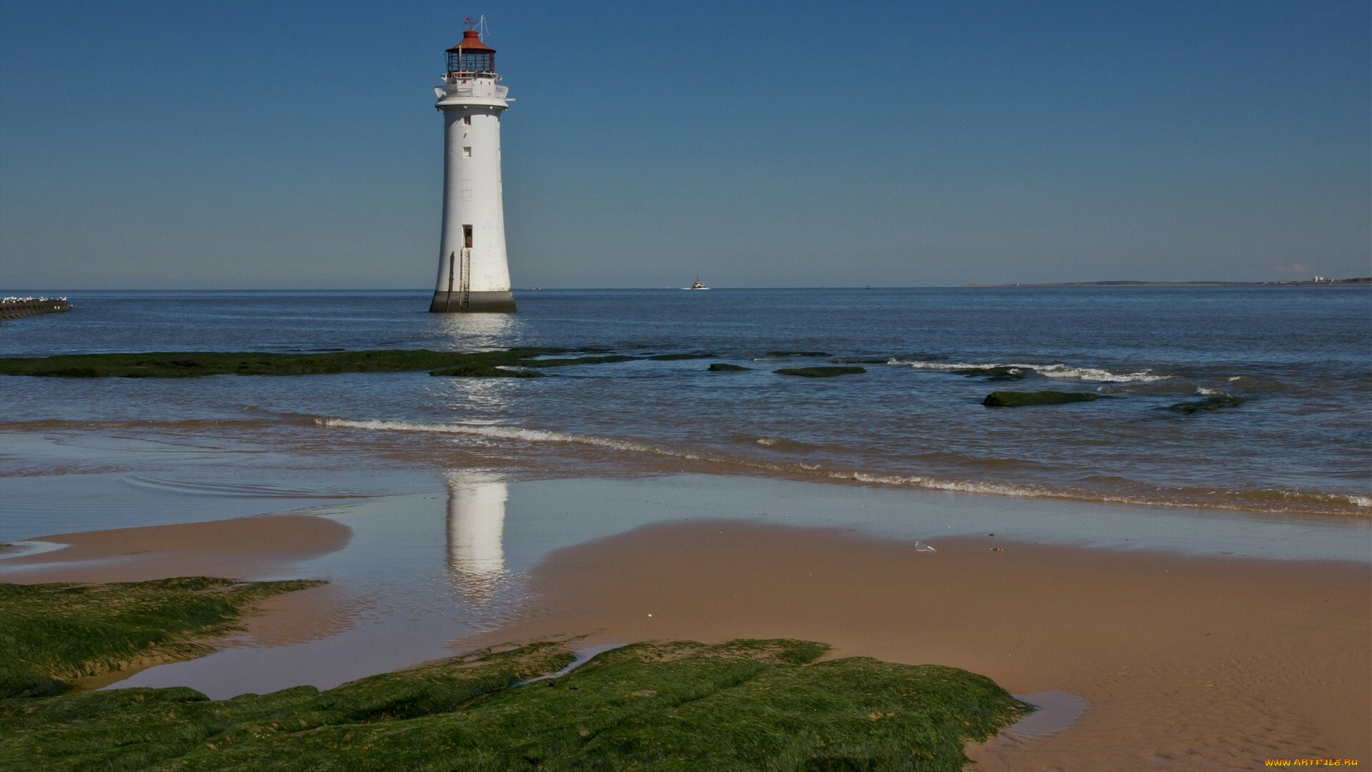 perch, rock, lighthouse, new, brighton, england, природа, маяки, irish, sea, ирландское, море