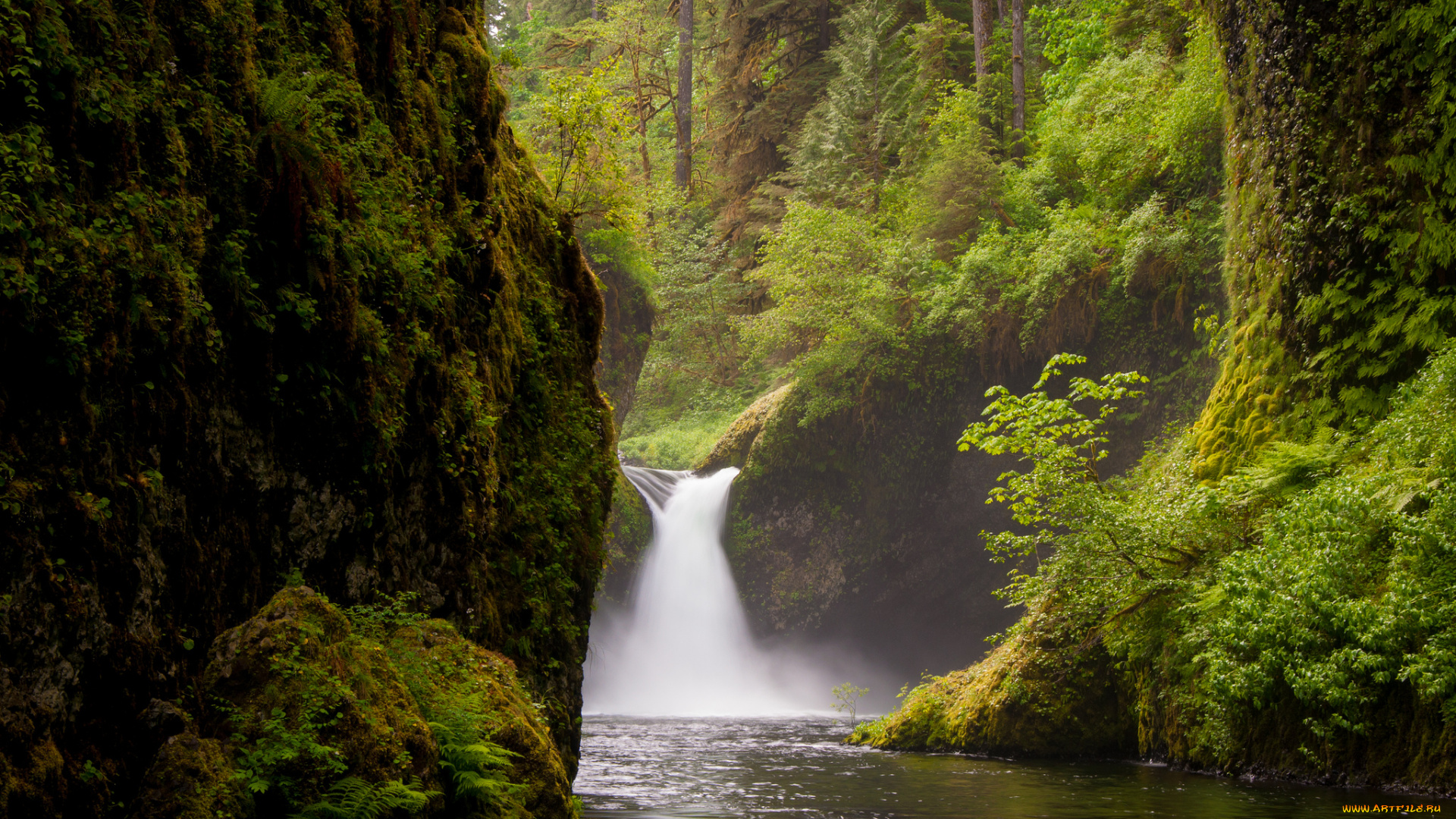 природа, водопады, мох, вода, камни, поток