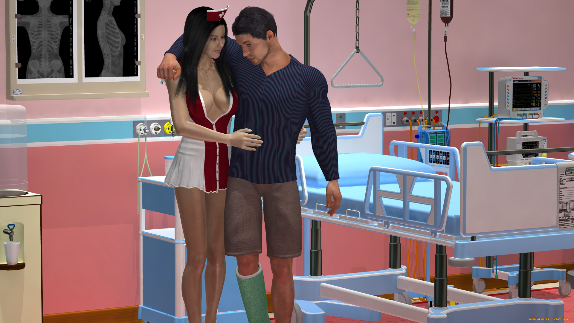 3д, графика, people, , люди, девушка, медсестра