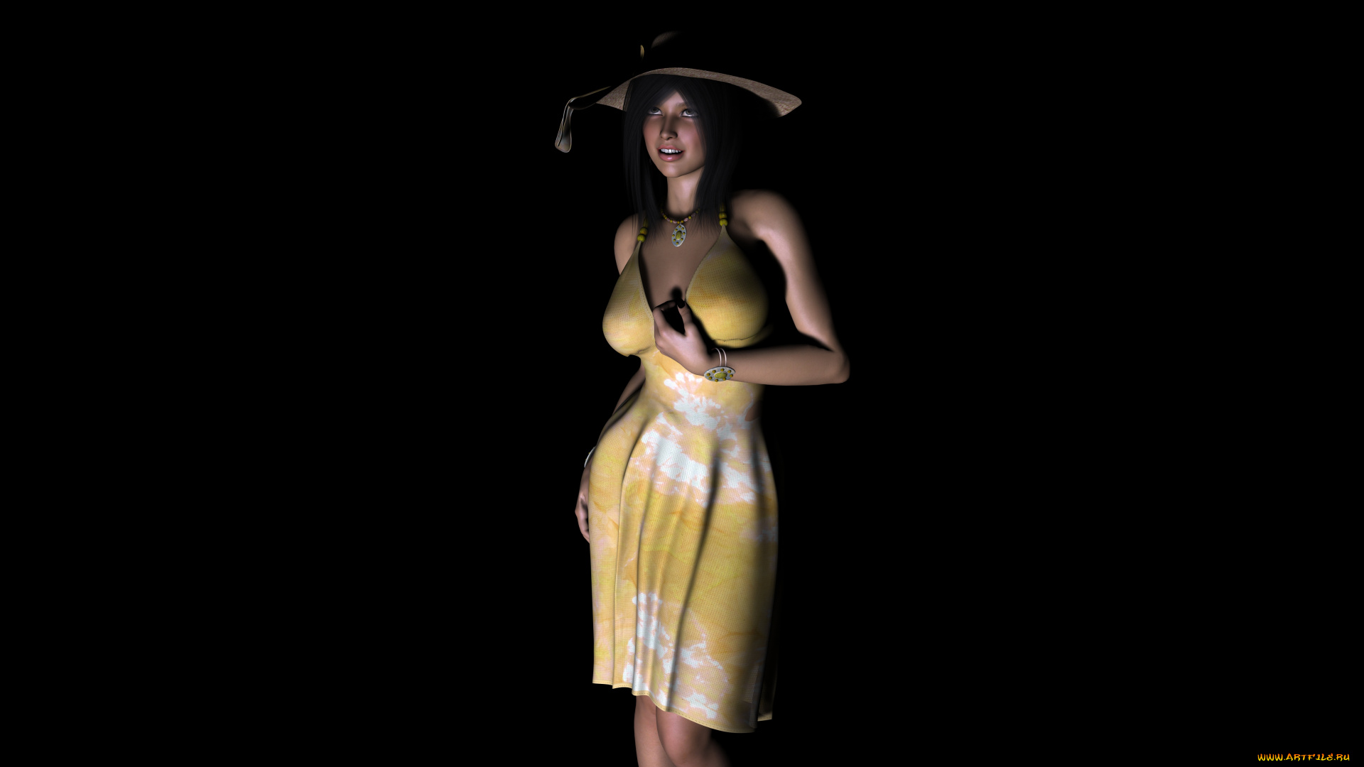 clarice, 3д, графика, people, , люди, девушка, взгляд, платье, шляпа