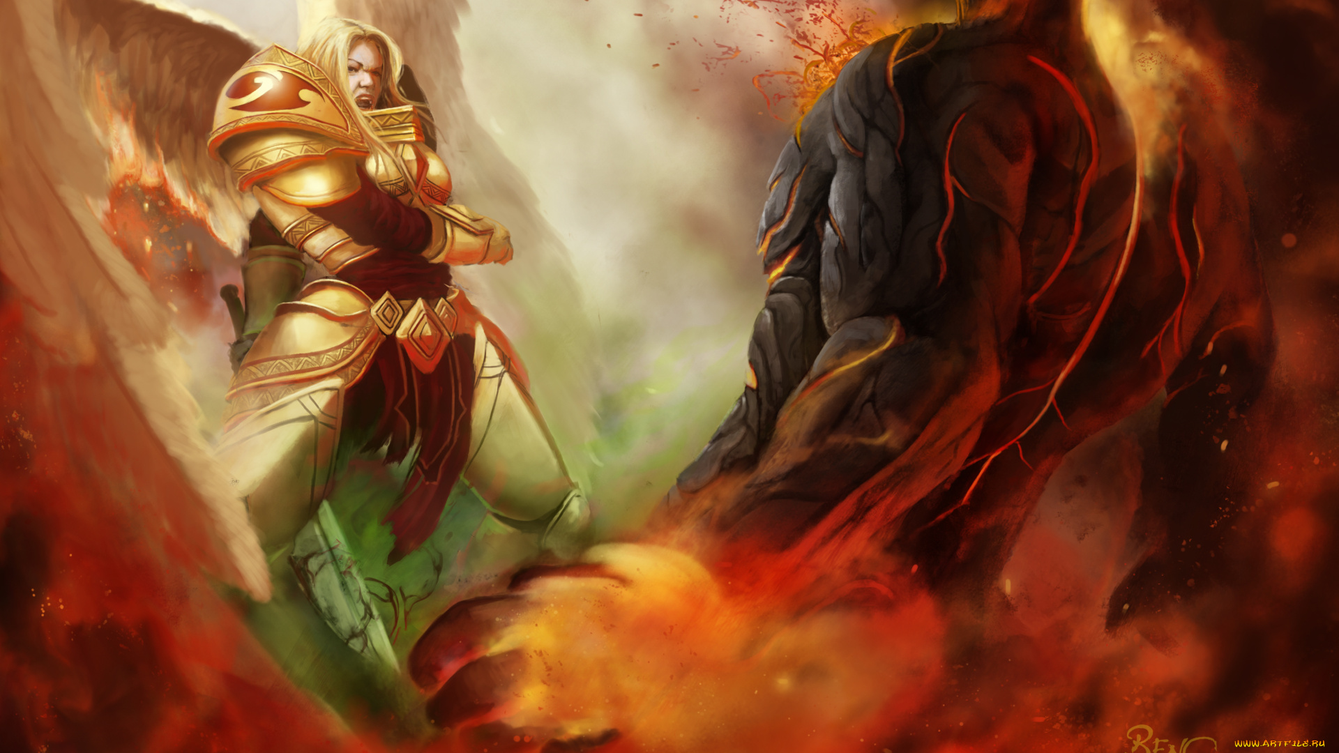 фэнтези, красавицы, и, чудовища, ангел, арт, игра, бой, монстр, league, of, legends