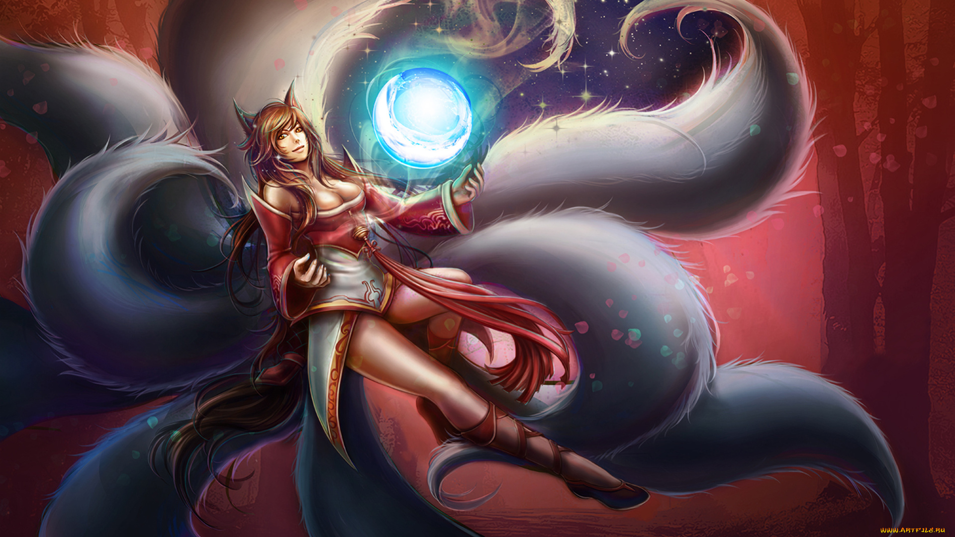 фэнтези, существа, league, of, legends, the, nine-tailed, fox, ahri