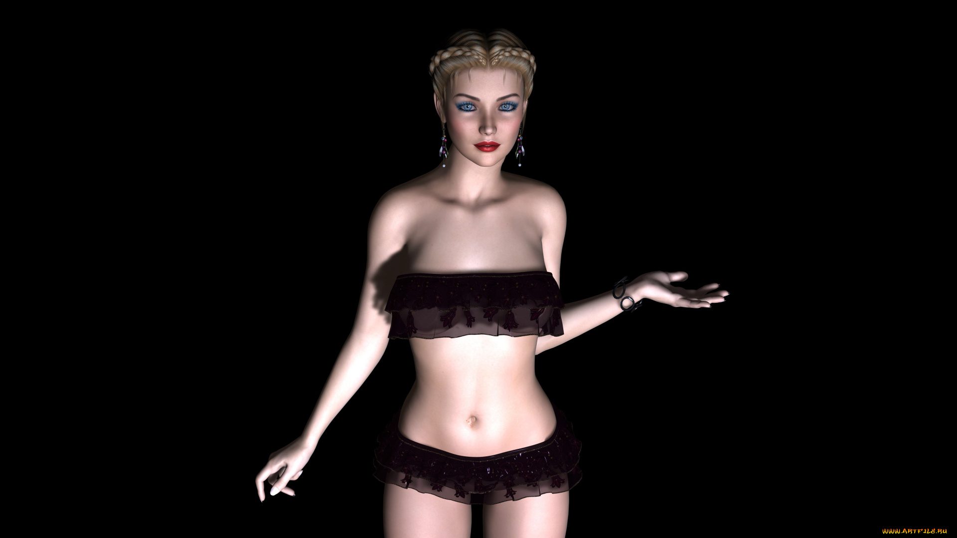 fr, , fantine, 3д, графика, people, , люди, девушка, взгляд, грудь, фон, блондинка