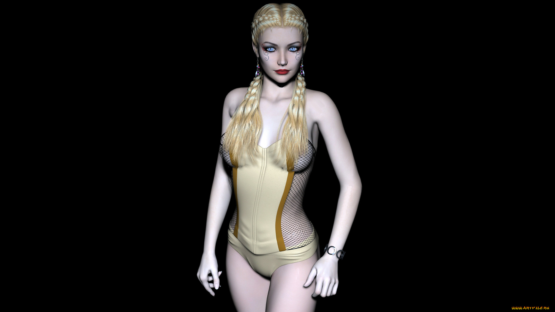 fr, , fantine, 3д, графика, people, , люди, девушка, взгляд, грудь, фон, блондинка