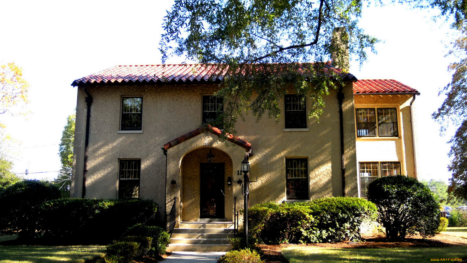 города, -, здания, , дома, дом, газоны, ландшафт, испания, деревья