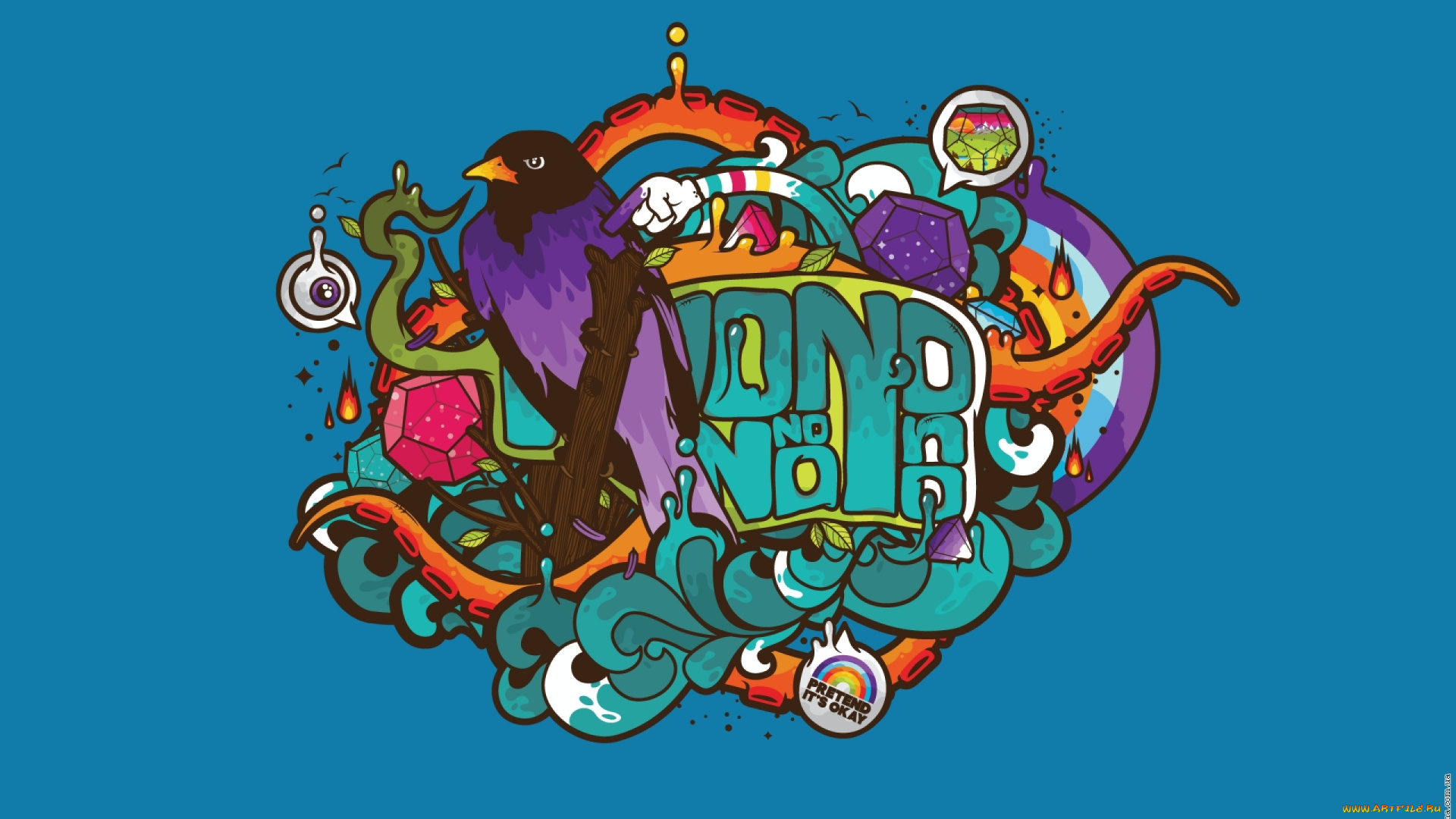 рисованные, минимализм, ворона