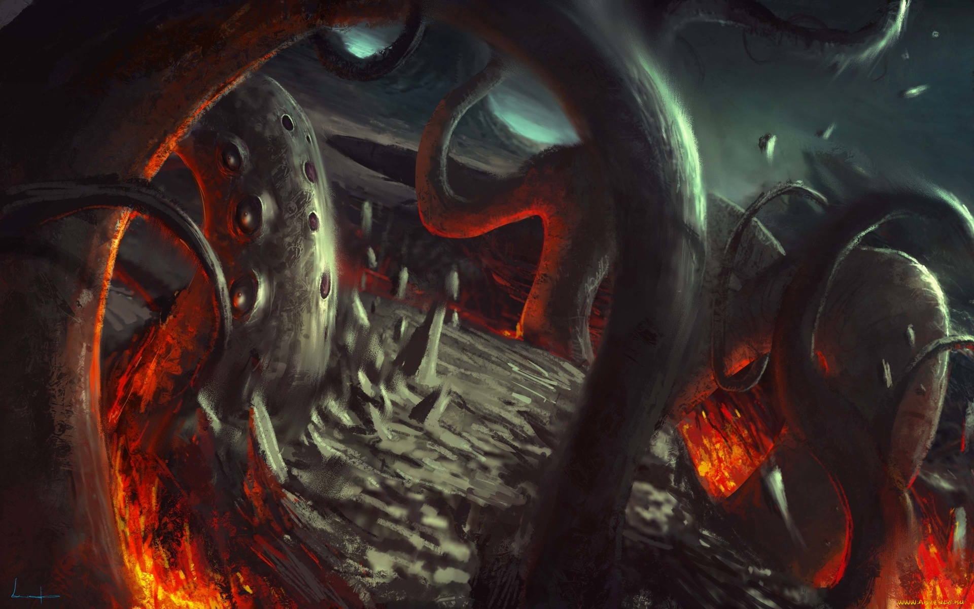 фэнтези, существа, иной, монстр, щупальца, мир, существо