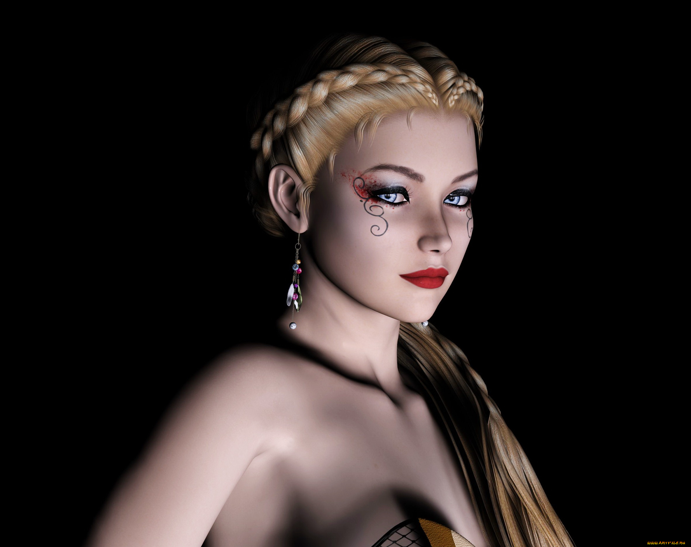 fr, , fantine, 3д, графика, portraits, , портрет, девушка, взгляд, грудь, фон, блондинка